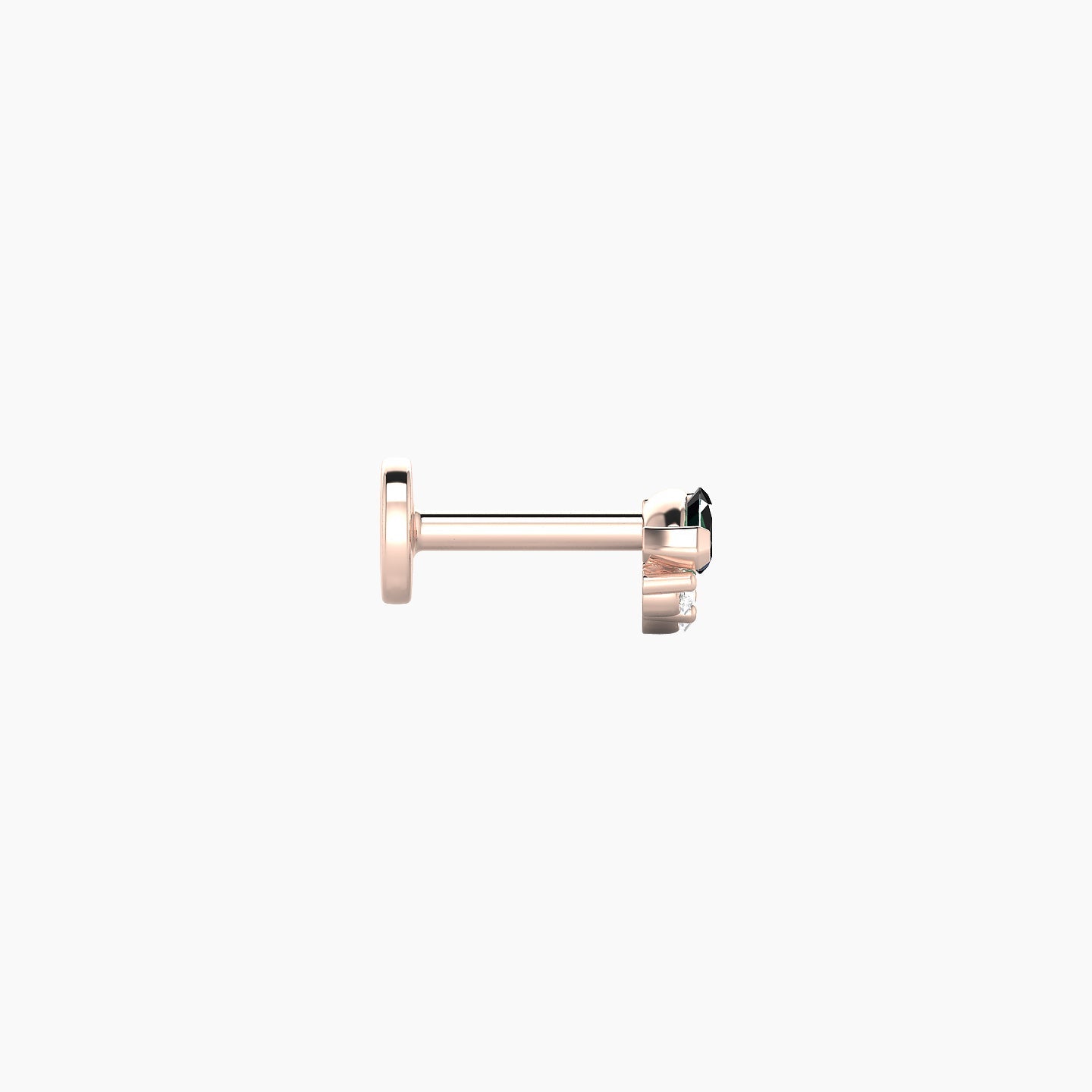 Danu | 18k Rose Gold 5 mm 5 mm Emerald & Diamond Nose Piercing