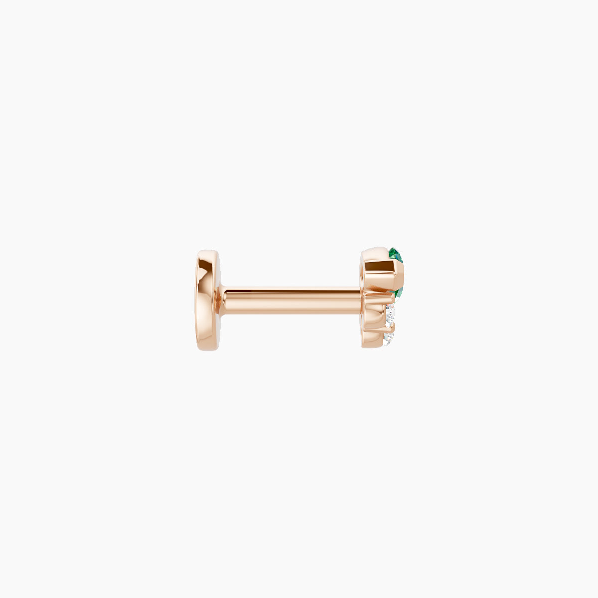 Danu | 18k Rose Gold 5 mm 5 mm Emerald & Diamond Piercing