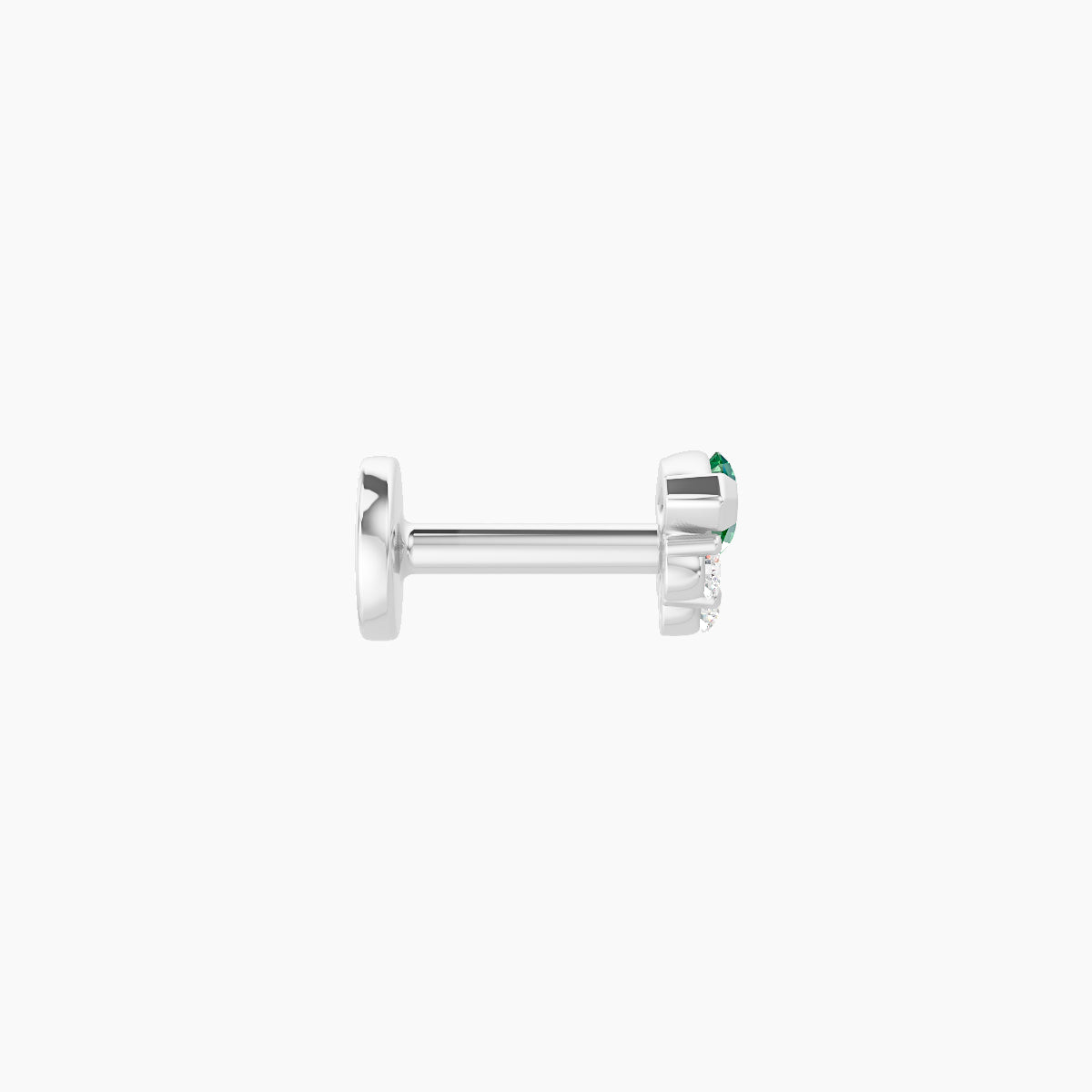 Danu | 18k White Gold 5 mm 5 mm Emerald & Diamond Piercing
