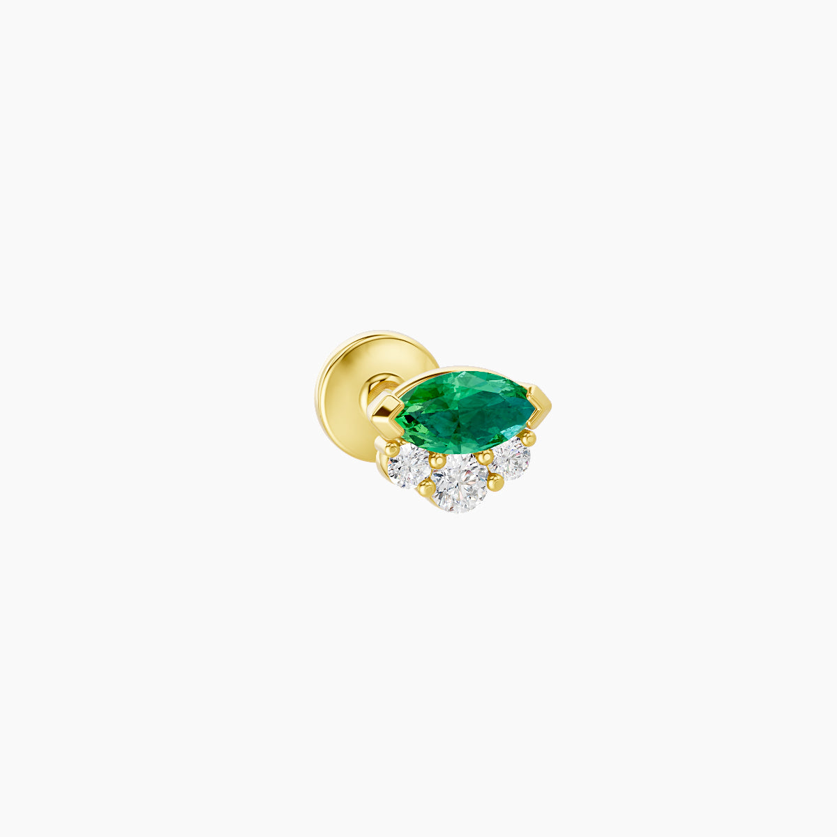 Danu | 18k Yellow Gold 5 mm 5 mm Emerald & Diamond Piercing