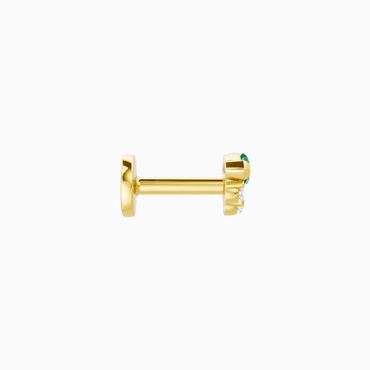 Danu | 18k Yellow Gold 5 mm 5 mm Emerald & Diamond Piercing