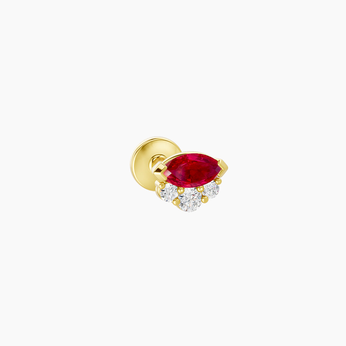 Danu | 18k Yellow Gold 5 mm 5 mm Ruby & Diamond Piercing