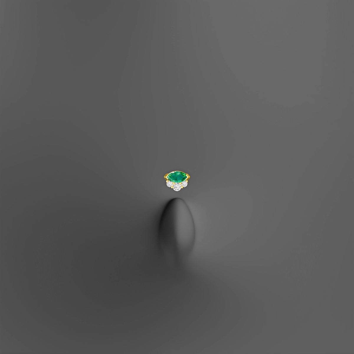 Danu | 18k Yellow Gold 6 mm 5 mm Emerald & Diamond Floating Navel Piercing