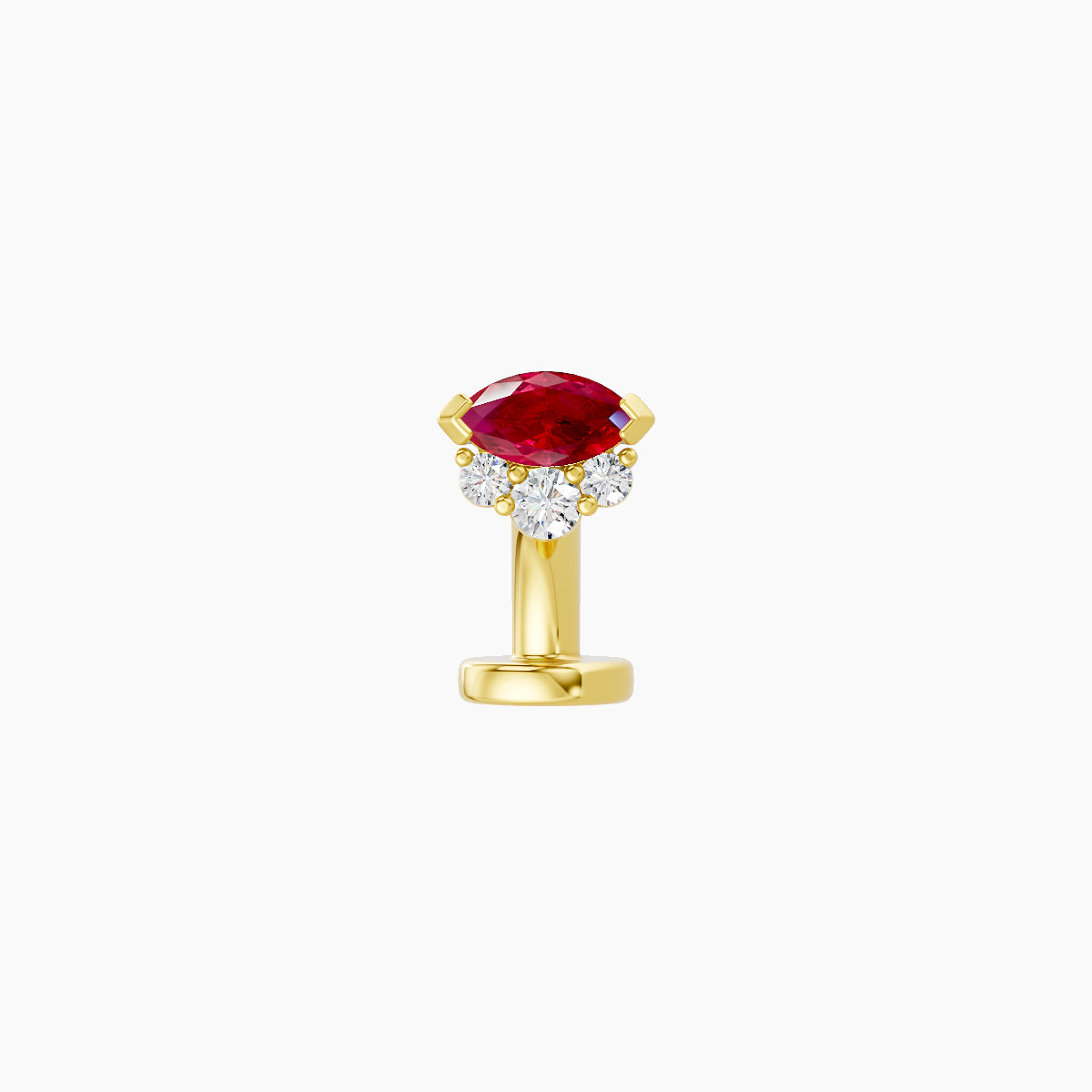 Danu | 18k Yellow Gold 6 mm 5 mm Ruby & Diamond Floating Navel Piercing