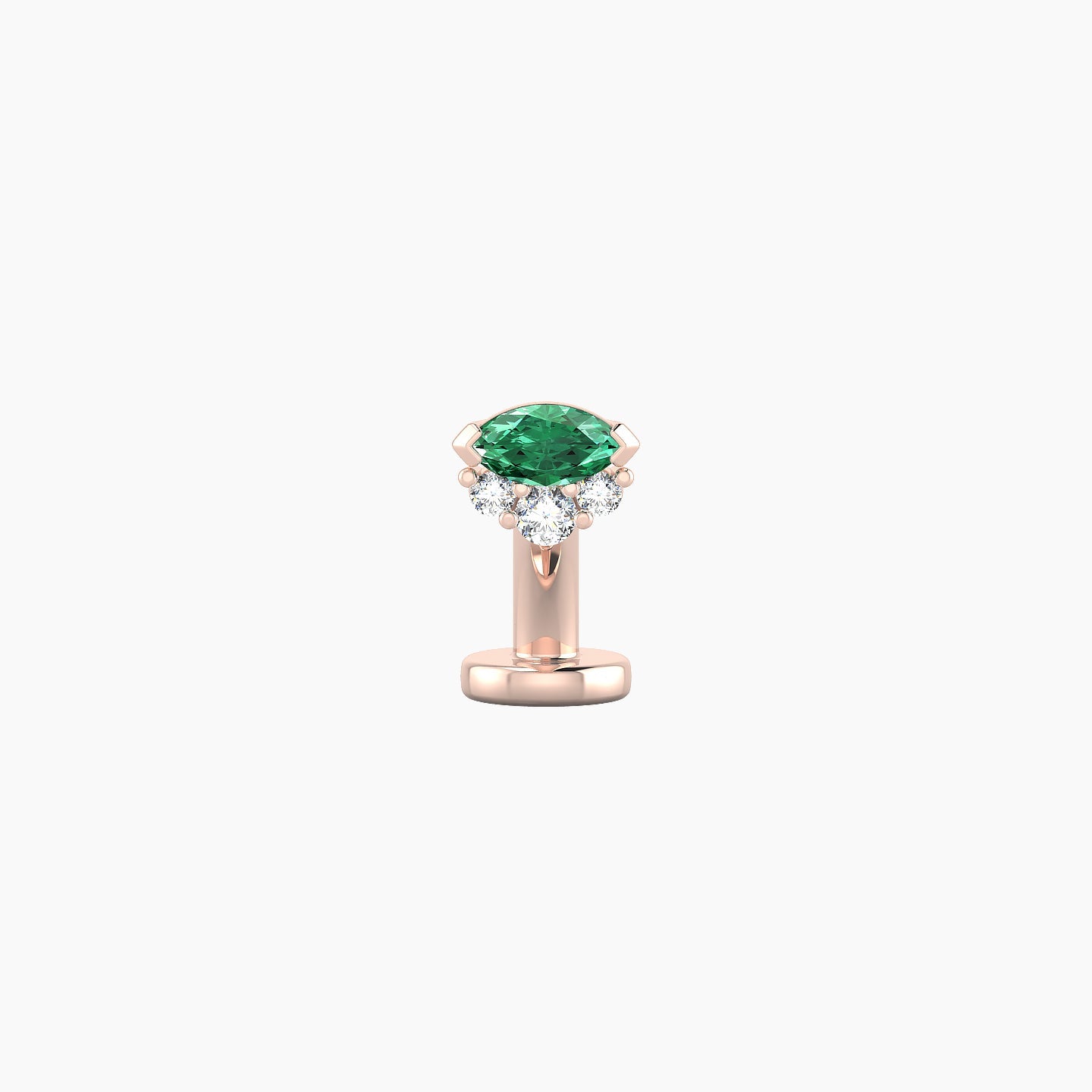 Danu | 18k Rose Gold 6 mm 5 mm Emerald & Diamond Floating Navel Piercing