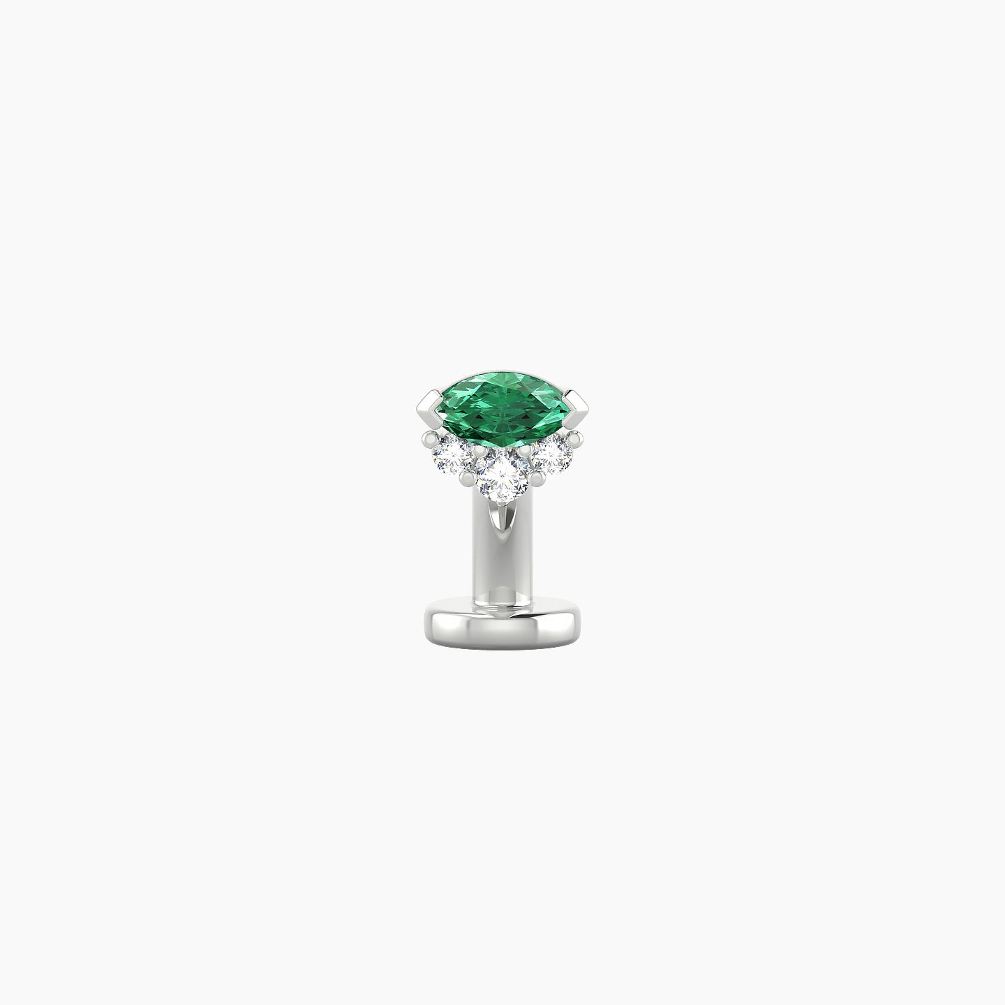 Danu | 18k White Gold 6 mm 5 mm Emerald & Diamond Floating Navel Piercing