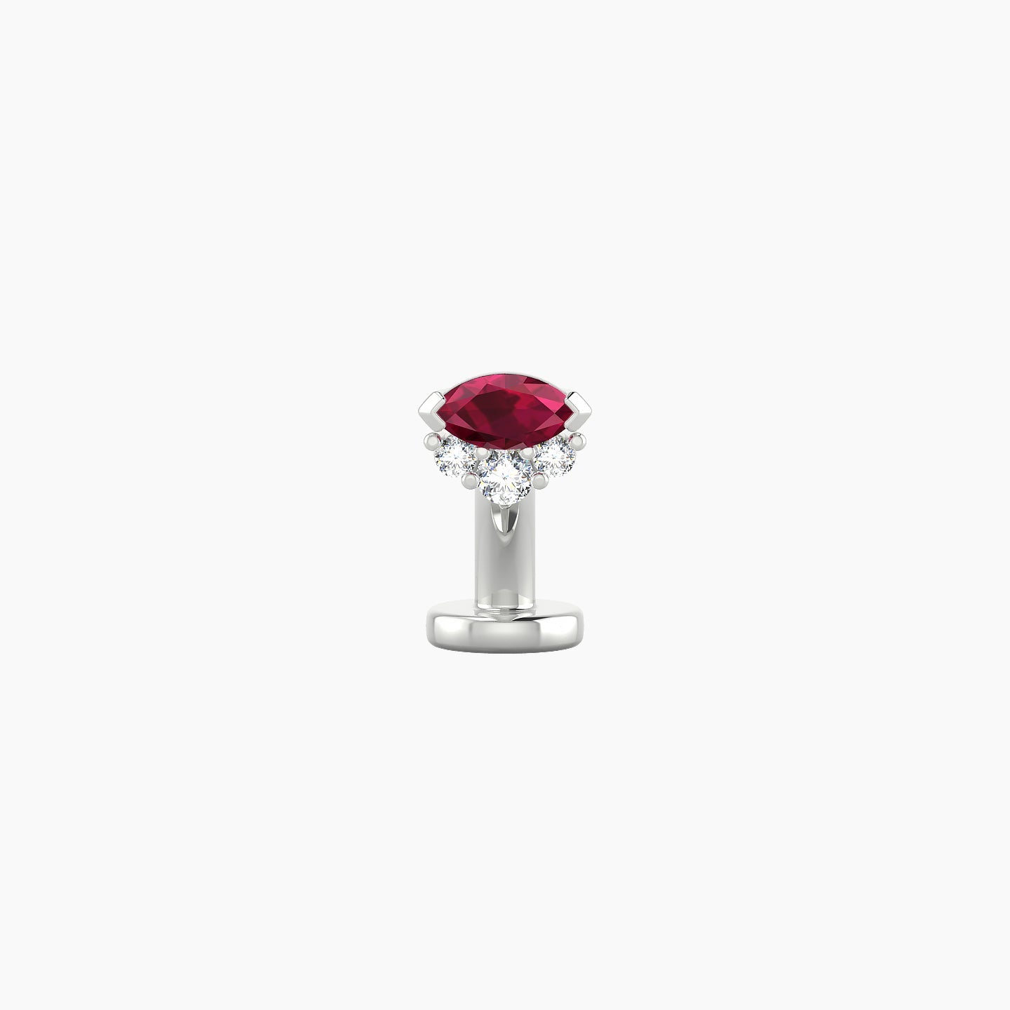 Danu | 18k White Gold 6 mm 5 mm Ruby & Diamond Floating Navel Piercing