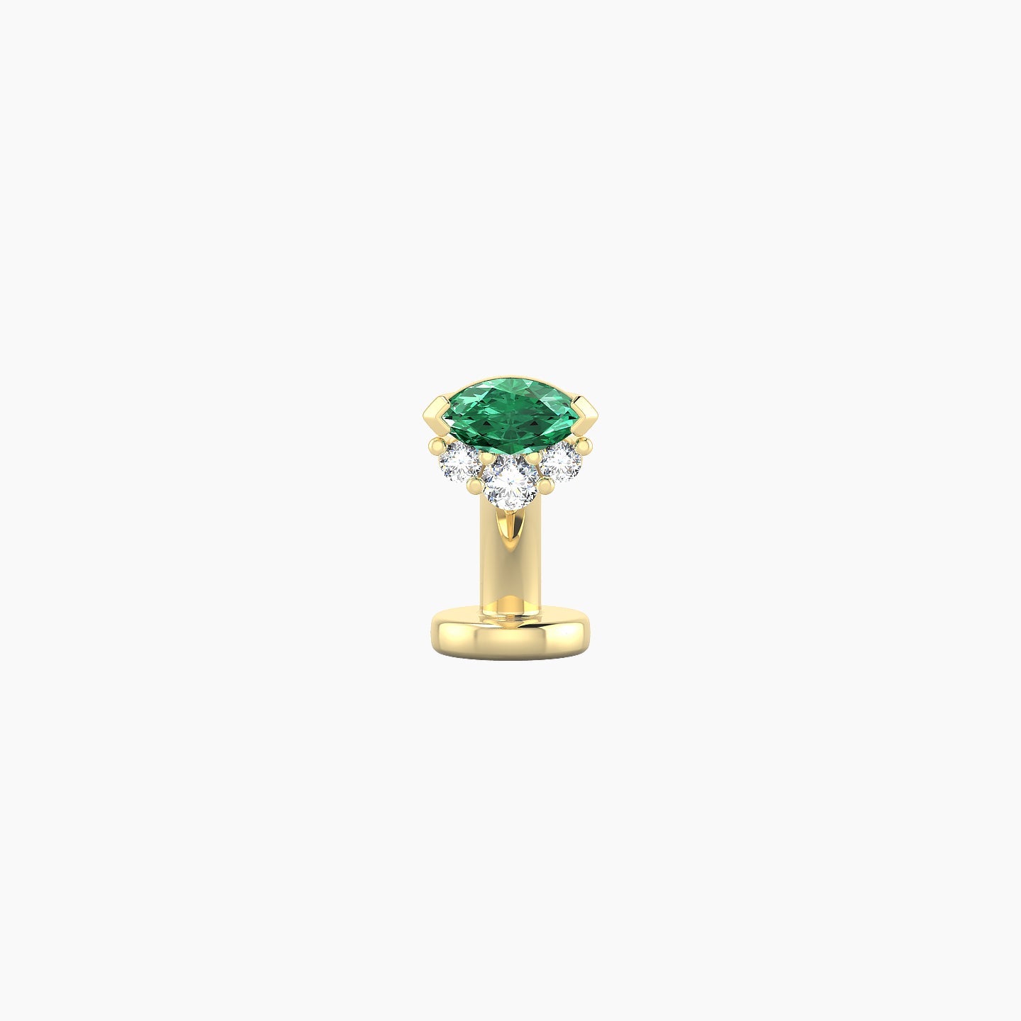 Danu | 18k Yellow Gold 6 mm 5 mm Emerald & Diamond Floating Navel Piercing