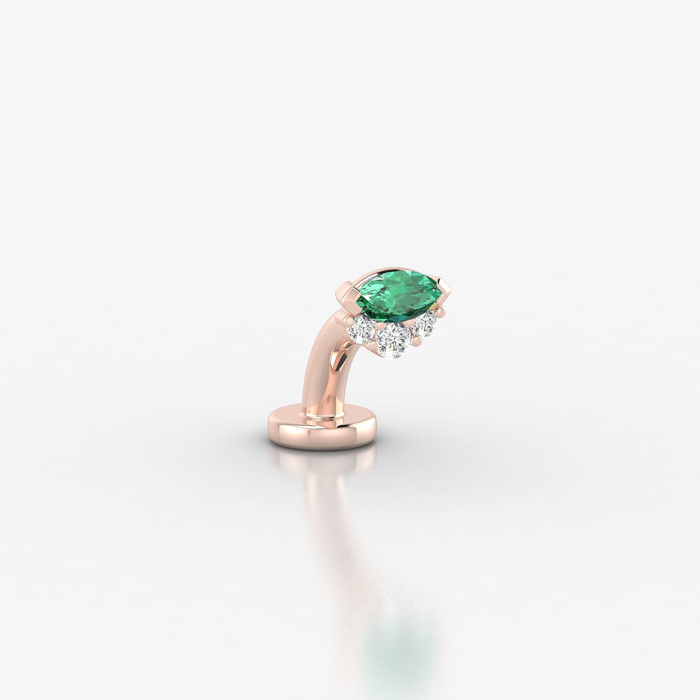 Danu | 18k Rose Gold 6 mm 5 mm Emerald & Diamond Floating Navel Piercing