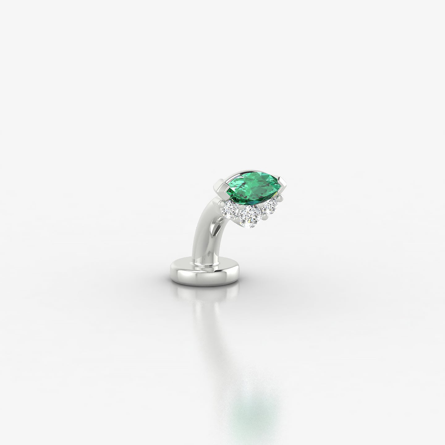 Danu | 18k White Gold 6 mm 5 mm Emerald & Diamond Floating Navel Piercing