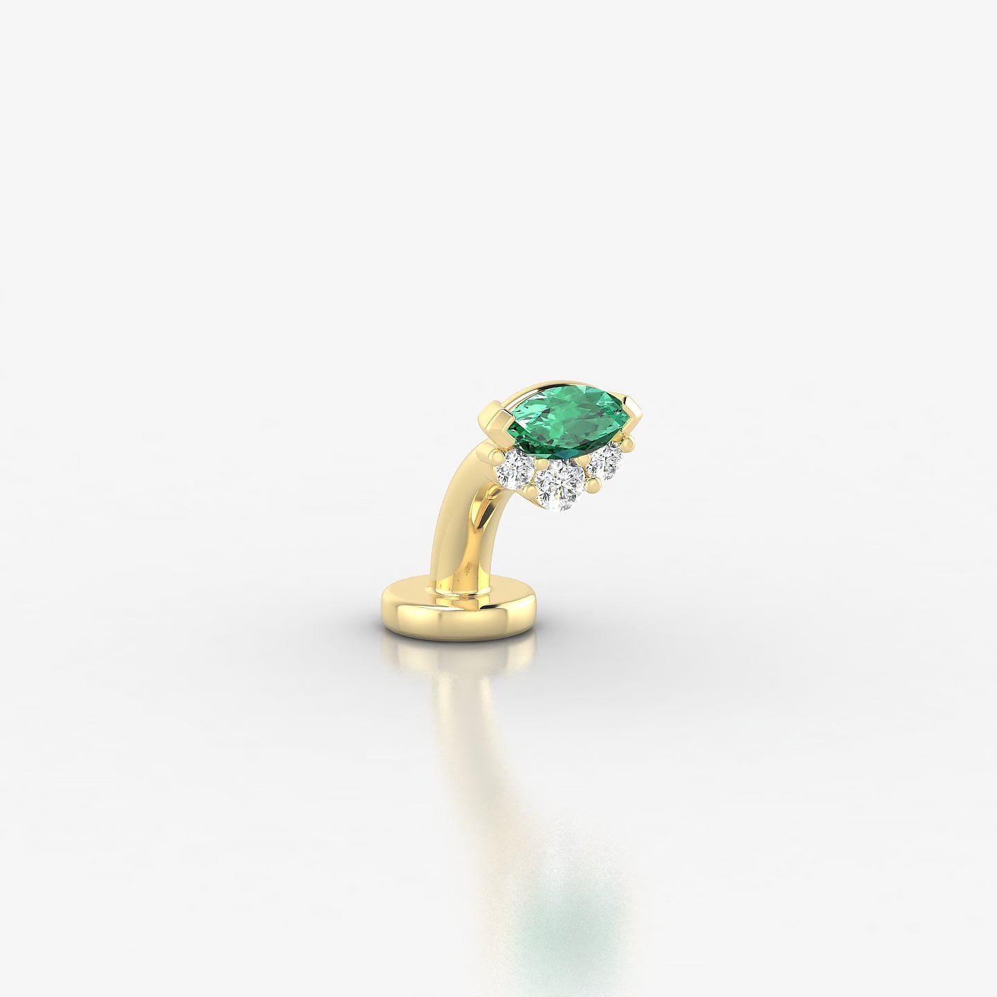 Danu | 18k Yellow Gold 6 mm 5 mm Emerald & Diamond Floating Navel Piercing