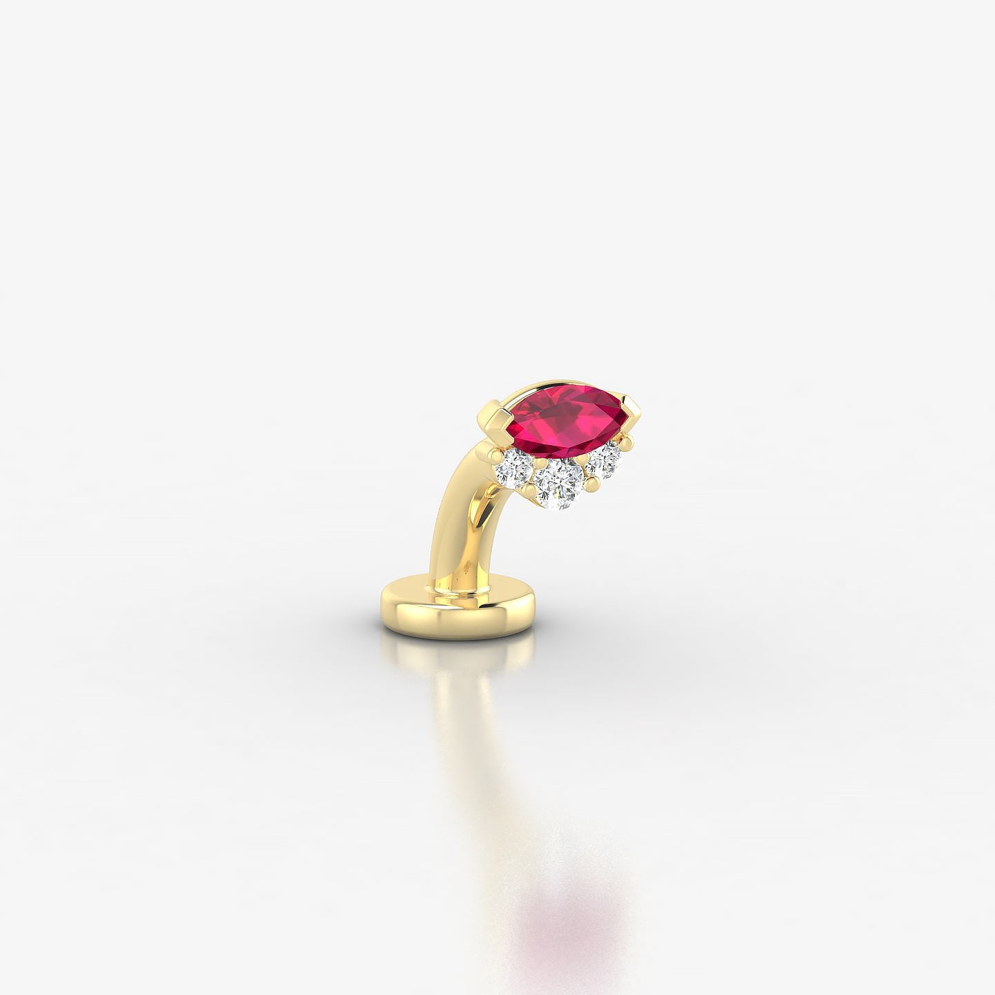 Danu | 18k Yellow Gold 6 mm 5 mm Ruby & Diamond Floating Navel Piercing