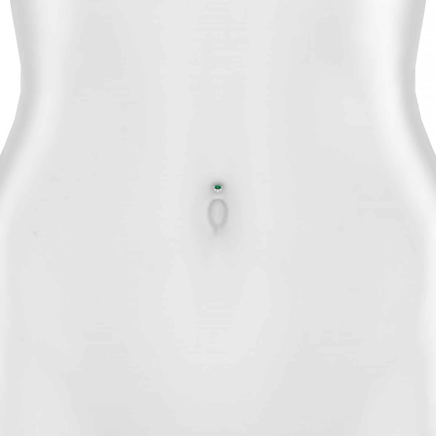 Danu | 18k White Gold 6 mm 5 mm Emerald & Diamond Floating Navel Piercing