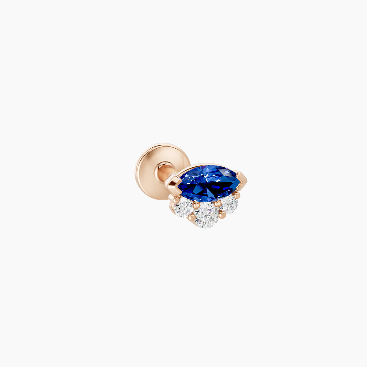 Danu | 18k Rose Gold 6.5 mm 5 mm Sapphire & Diamond Nose Piercing