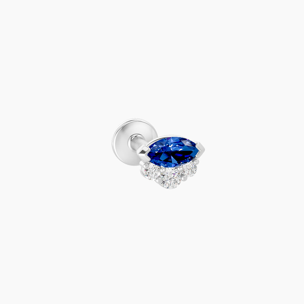 Danu | 18k White Gold 6.5 mm 5 mm Sapphire & Diamond Nose Piercing