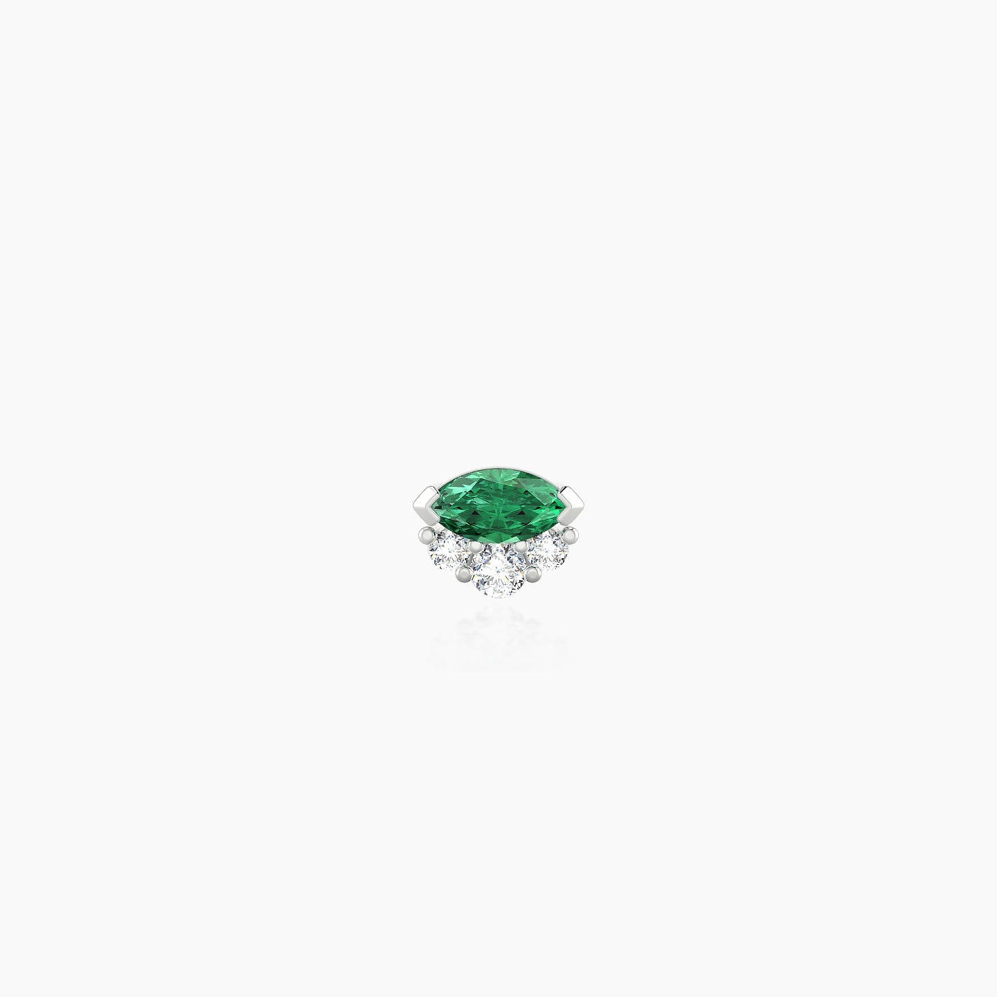 Danu | 18k White Gold 6.5 mm 5 mm Emerald & Diamond Nose Piercing