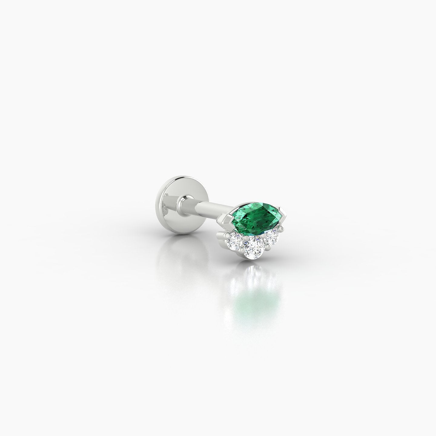 Danu | 18k White Gold 6.5 mm 5 mm Emerald & Diamond Nose Piercing