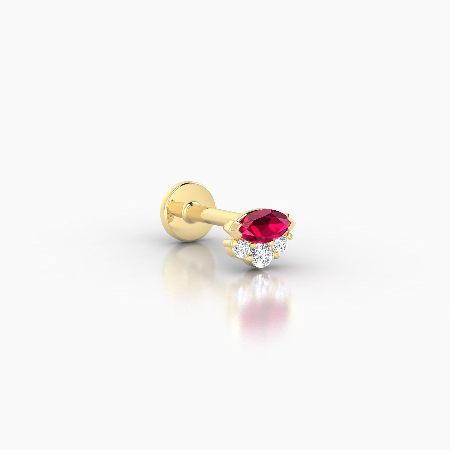 Danu | 18k Yellow Gold 6.5 mm 5 mm Ruby & Diamond Nose Piercing