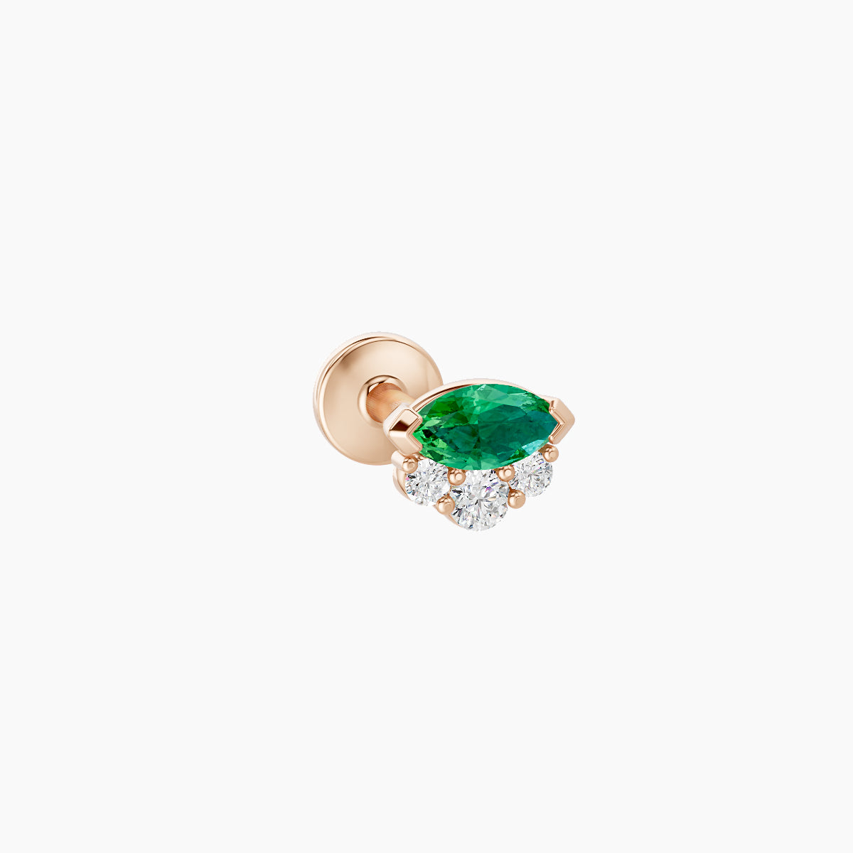 Danu | 18k Rose Gold 6.5 mm 5 mm Emerald & Diamond Piercing