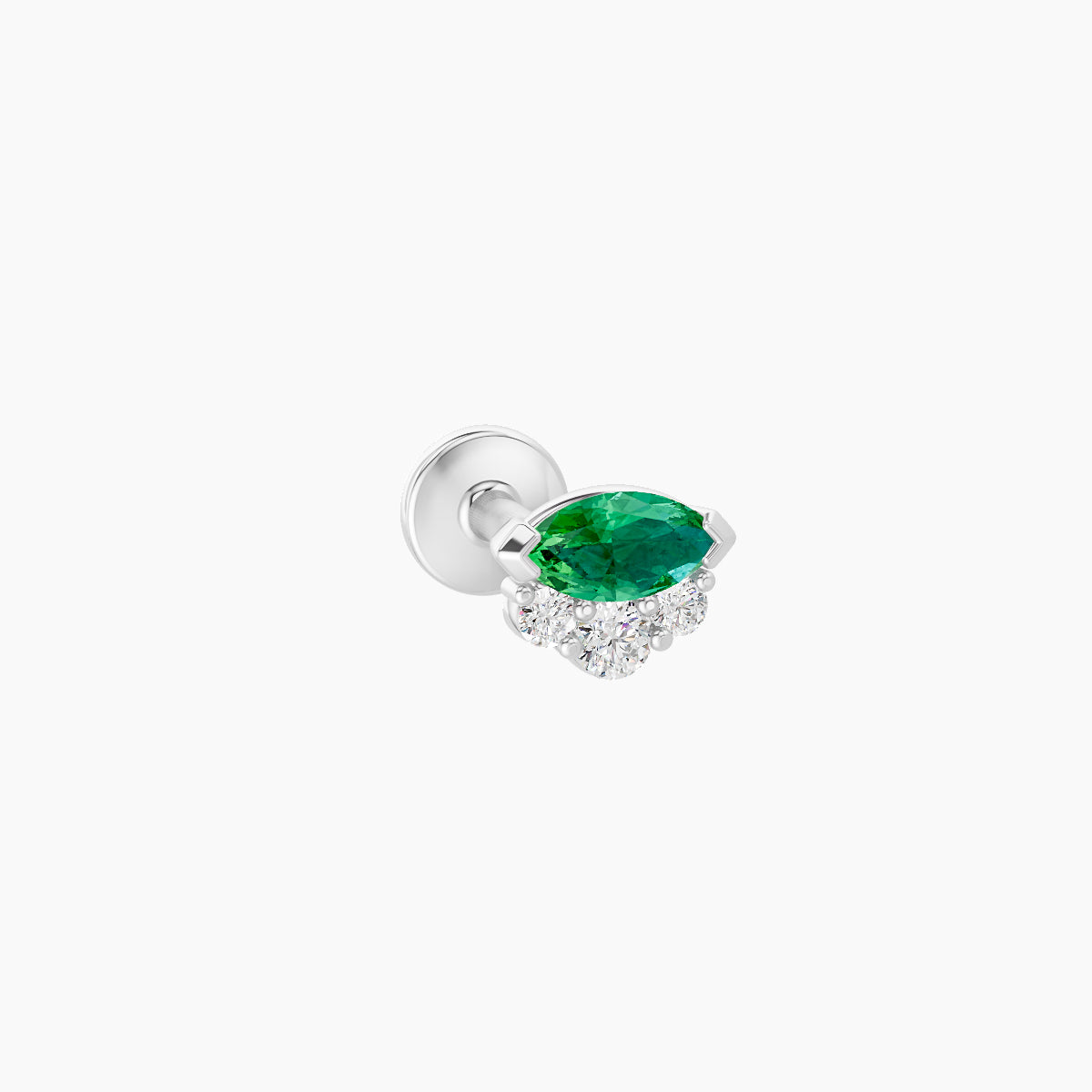 Danu | 18k White Gold 6.5 mm 5 mm Emerald & Diamond Piercing
