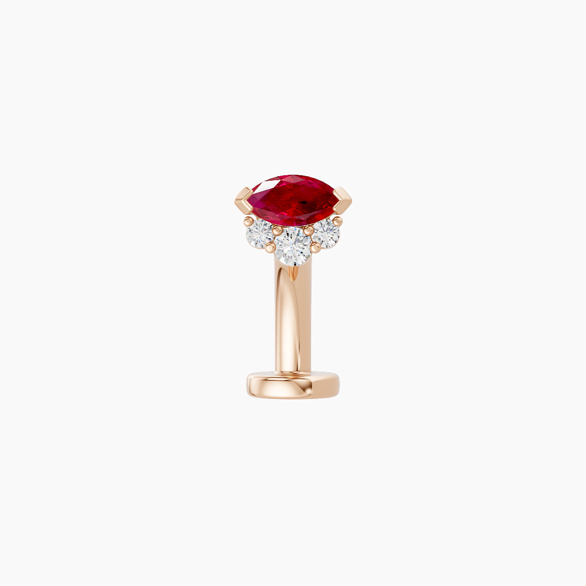 Danu | 18k Rose Gold 8 mm 5 mm Ruby & Diamond Floating Navel Piercing