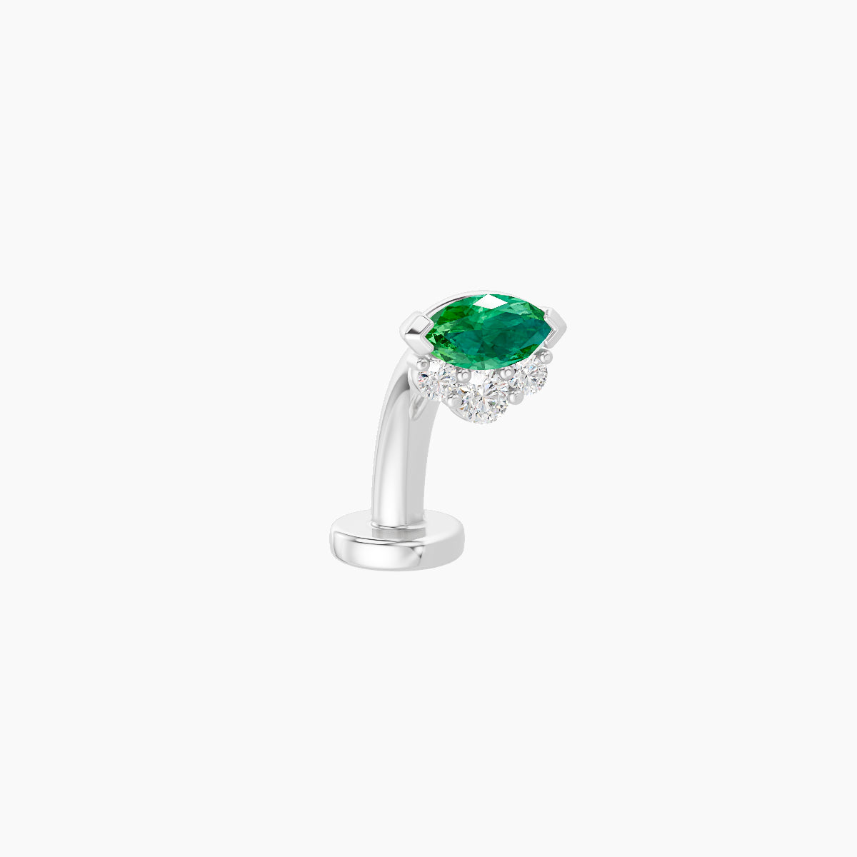 Danu | 18k White Gold 8 mm 5 mm Emerald & Diamond Floating Navel Piercing