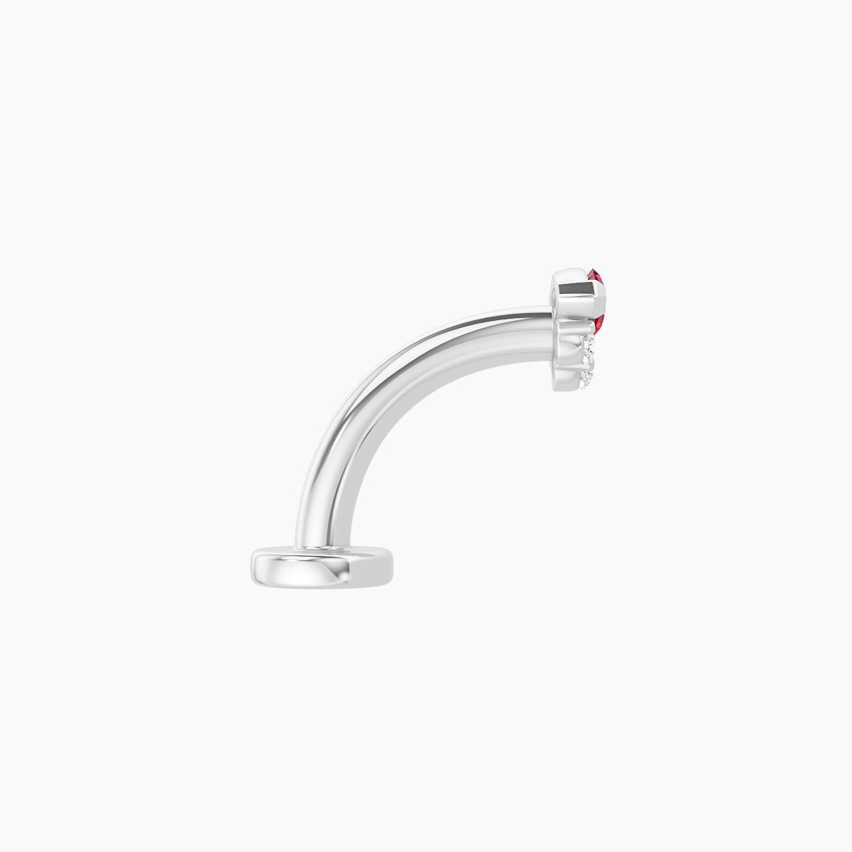 Danu | 18k White Gold 8 mm 5 mm Ruby & Diamond Floating Navel Piercing