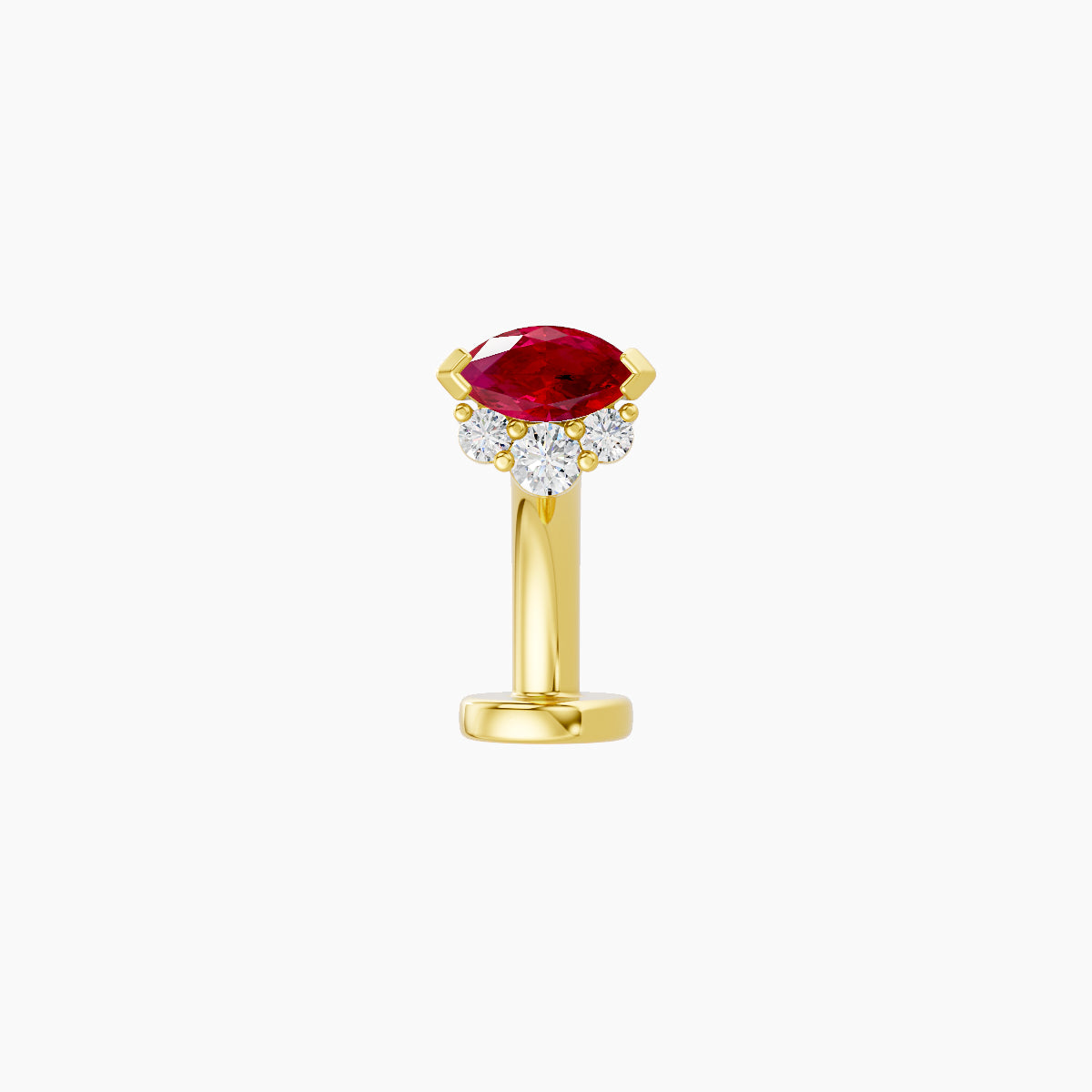 Danu | 18k Yellow Gold 8 mm 5 mm Ruby & Diamond Floating Navel Piercing
