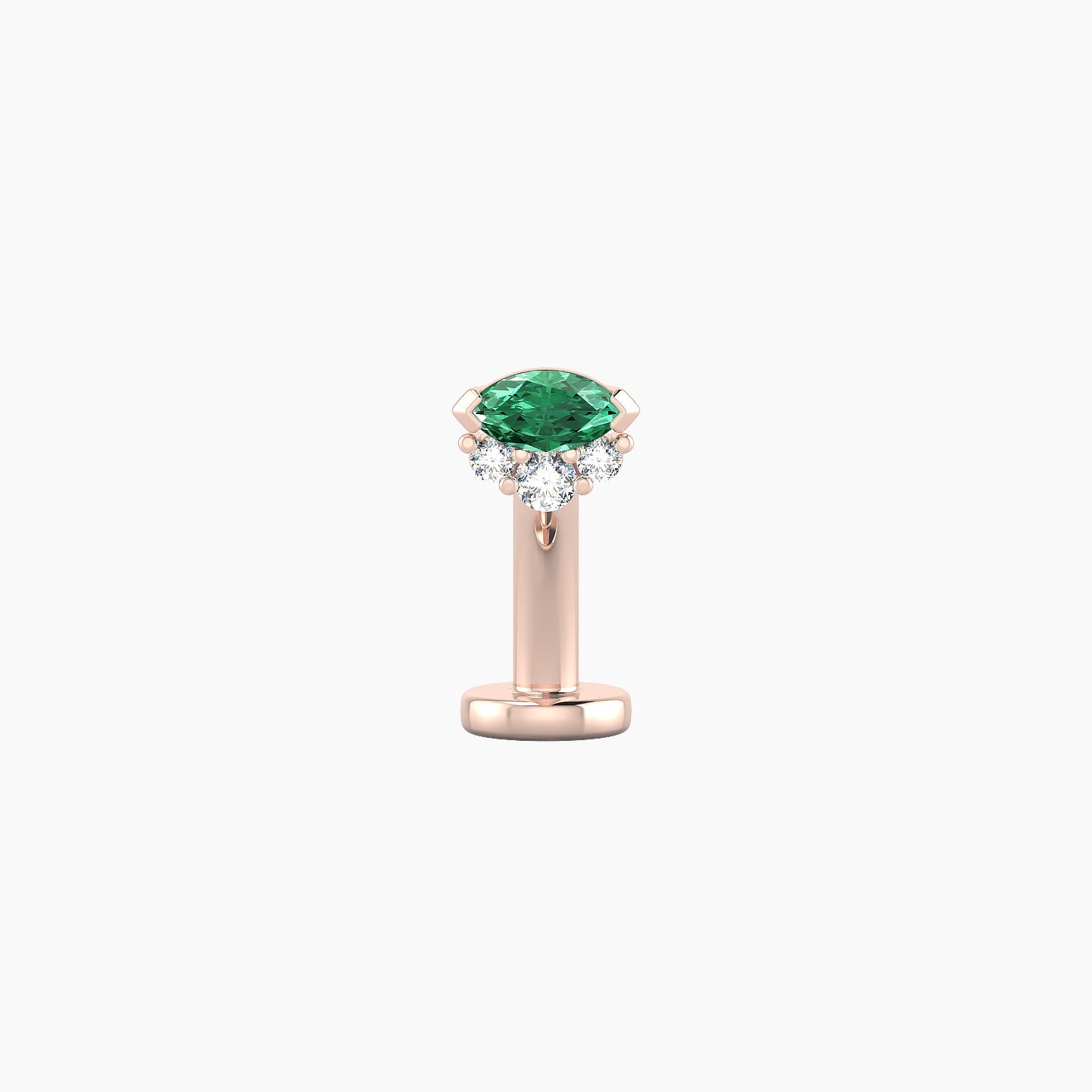 Danu | 18k Rose Gold 8 mm 5 mm Emerald & Diamond Floating Navel Piercing