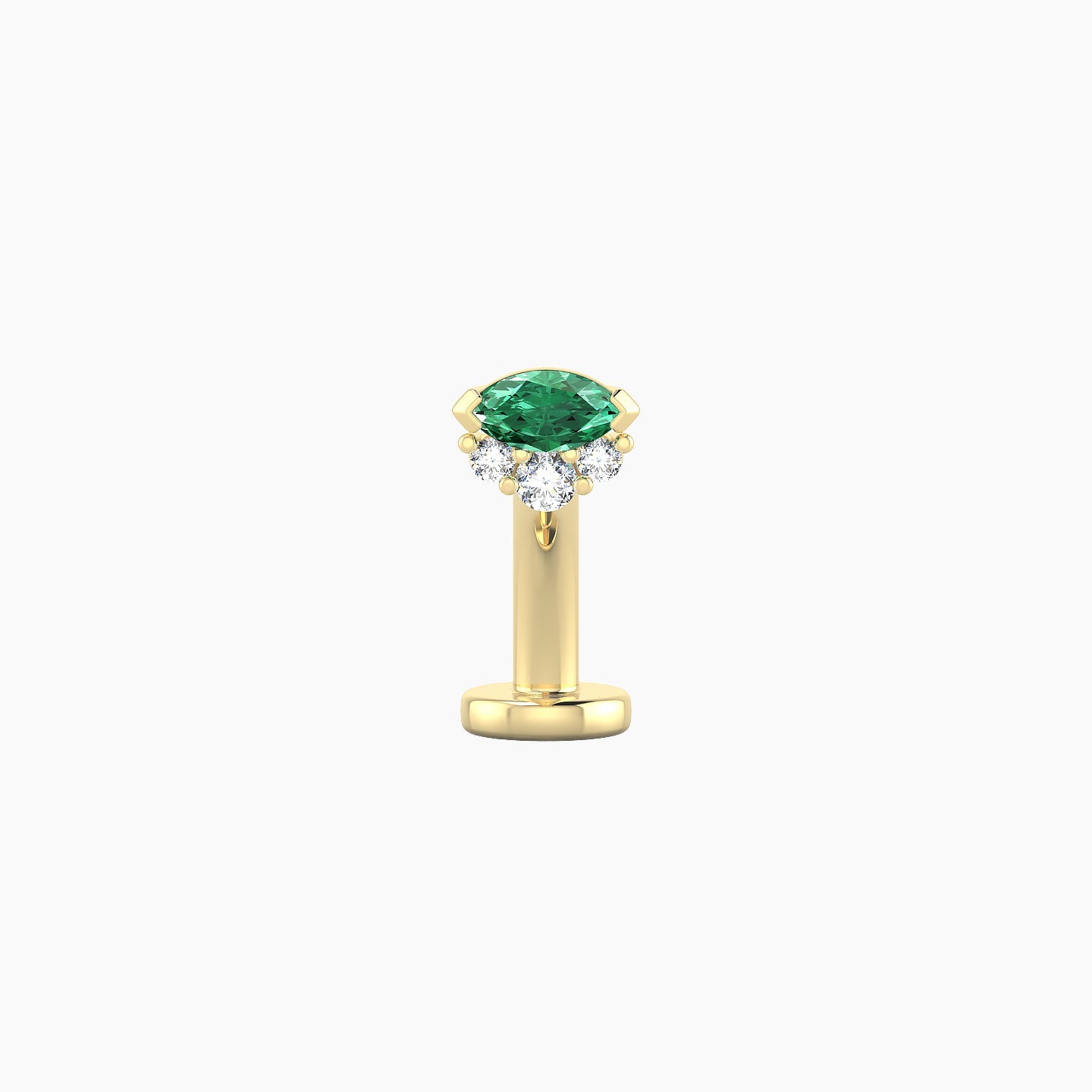 Danu | 18k Yellow Gold 8 mm 5 mm Emerald & Diamond Floating Navel Piercing