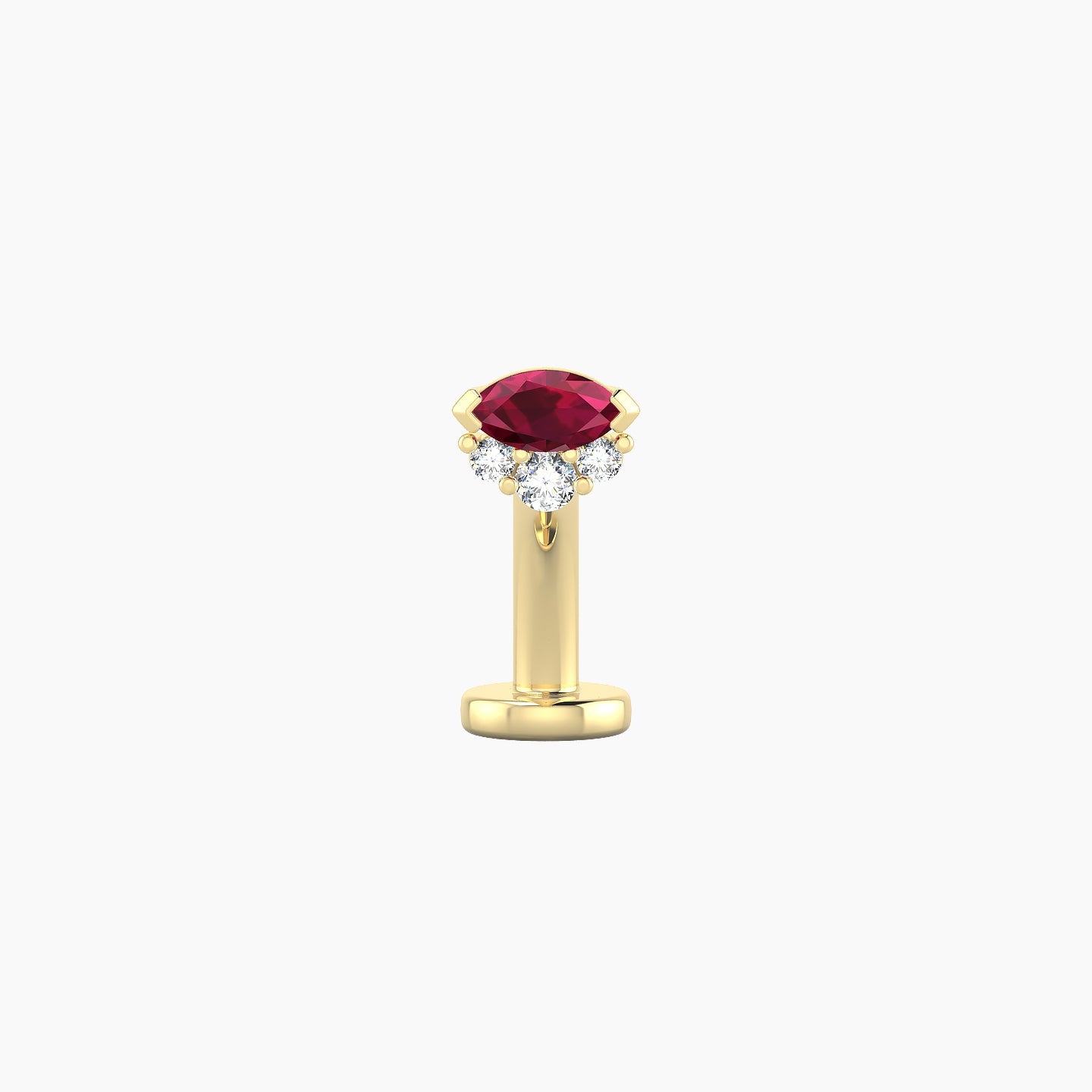 Danu | 18k Yellow Gold 8 mm 5 mm Ruby & Diamond Floating Navel Piercing