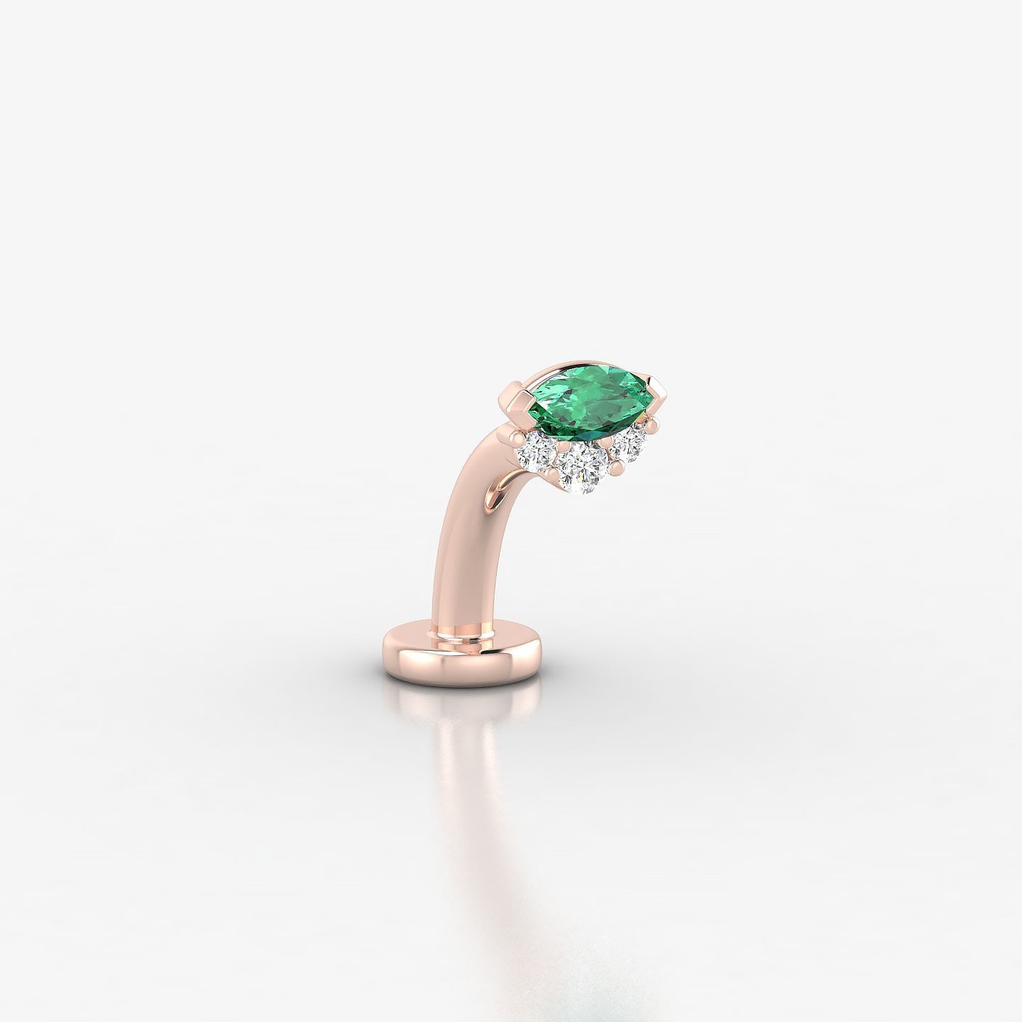 Danu | 18k Rose Gold 8 mm 5 mm Emerald & Diamond Floating Navel Piercing