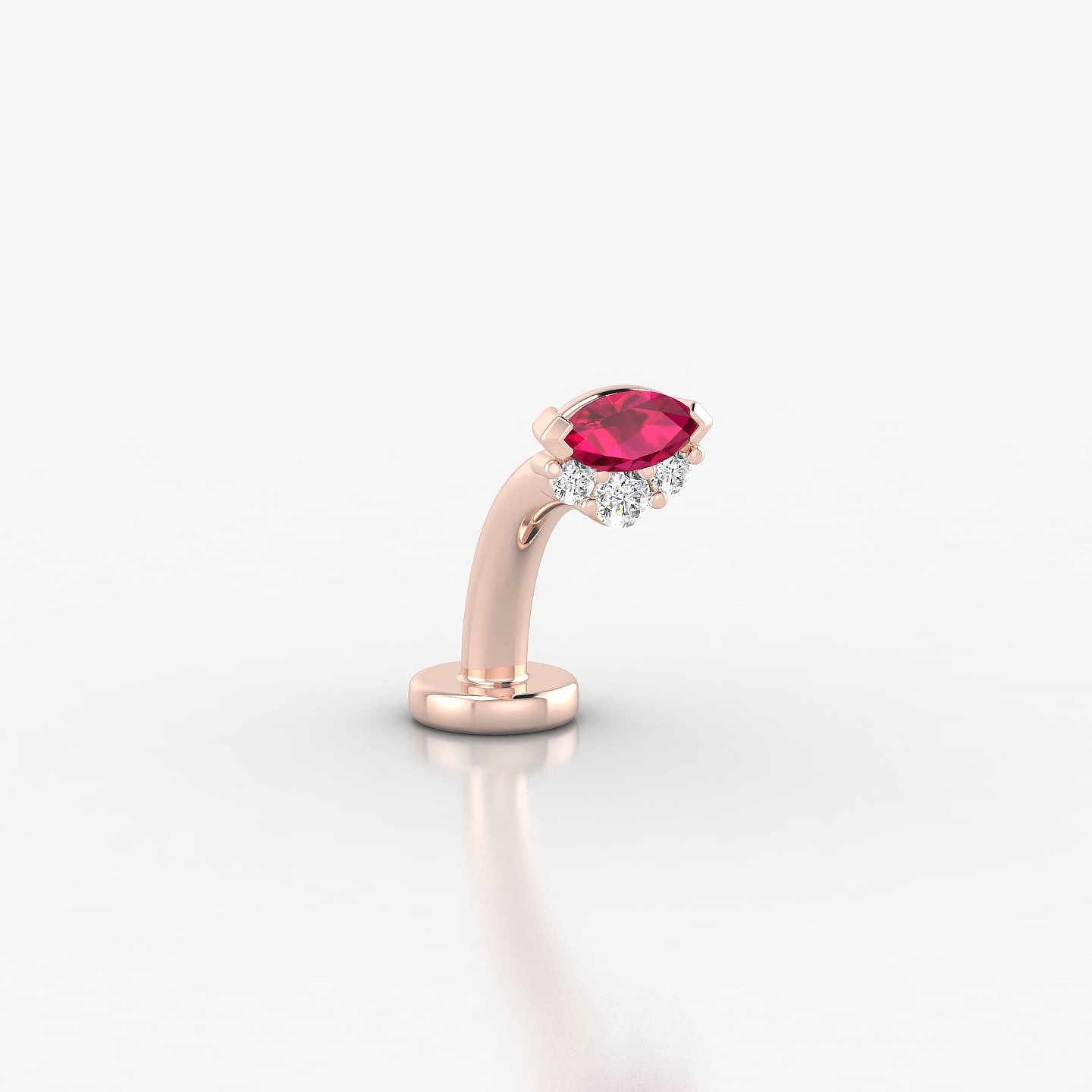 Danu | 18k Rose Gold 8 mm 5 mm Ruby & Diamond Floating Navel Piercing