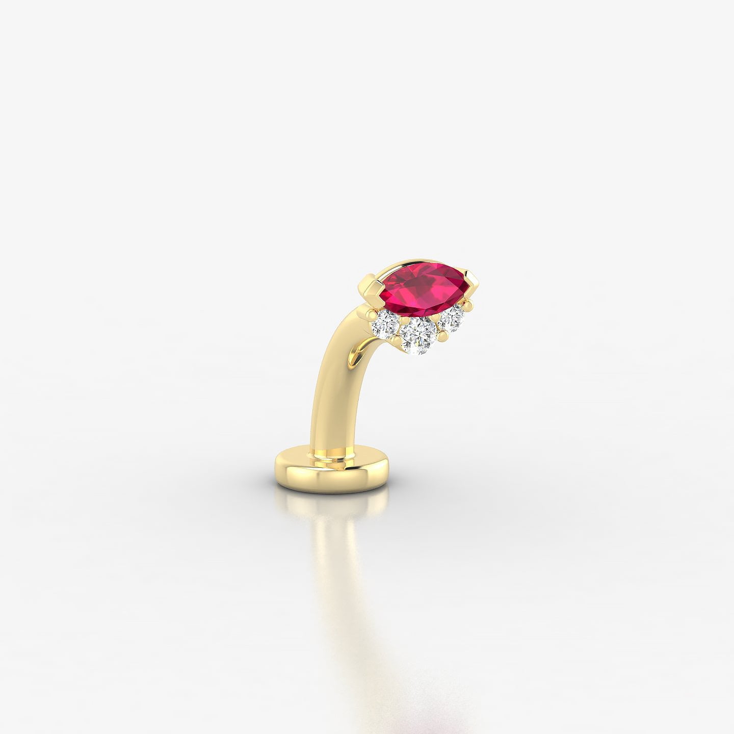 Danu | 18k Yellow Gold 8 mm 5 mm Ruby & Diamond Floating Navel Piercing