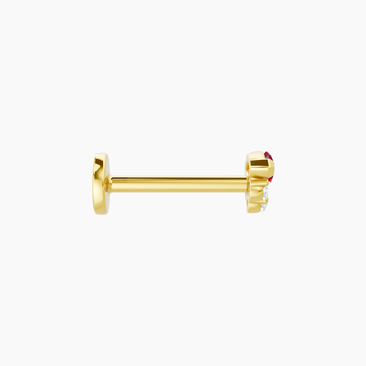 Danu | 18k Yellow Gold 8 mm 5 mm Ruby & Diamond Nose Piercing