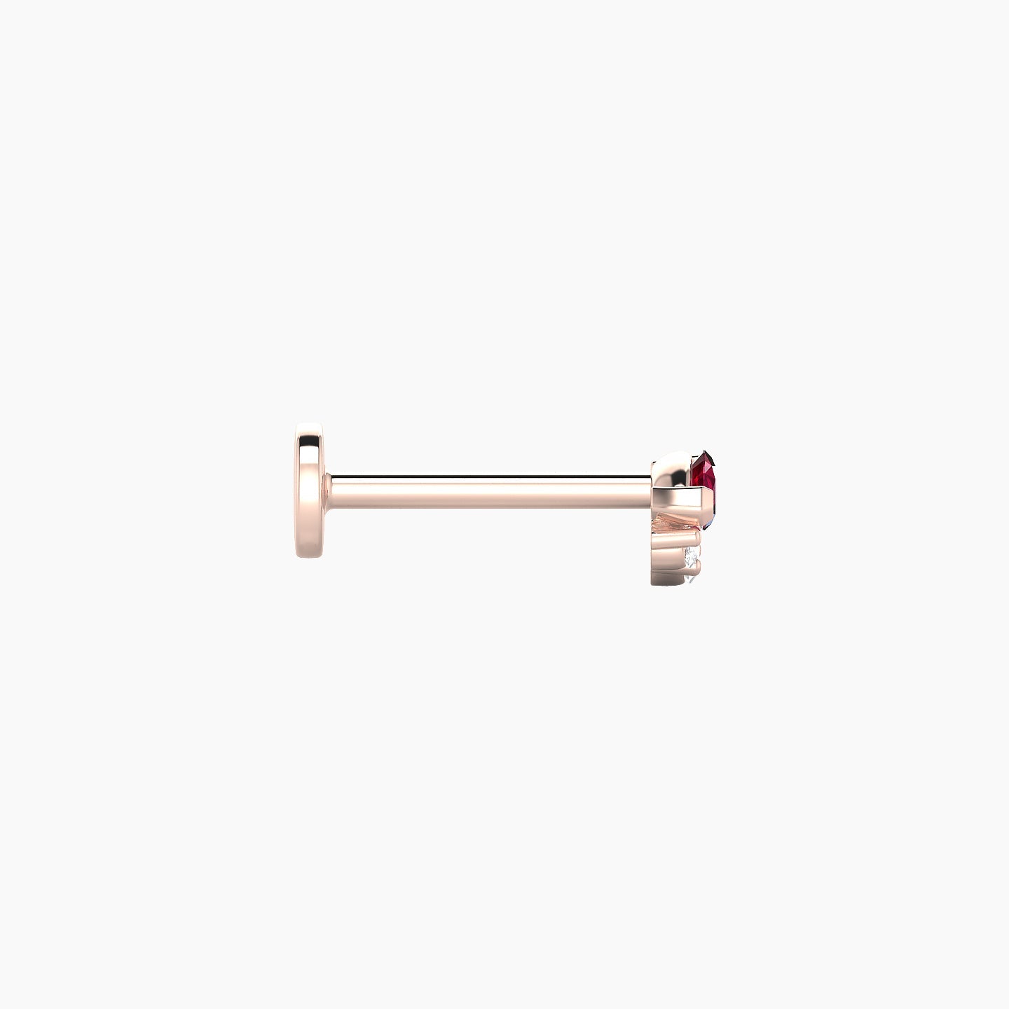 Danu | 18k Rose Gold 8 mm 5 mm Ruby & Diamond Nose Piercing