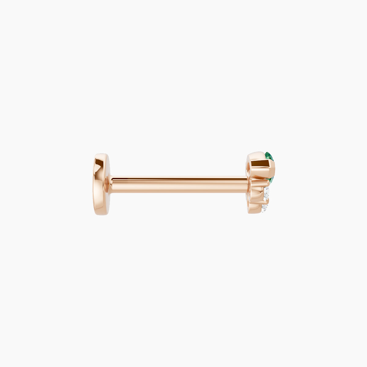 Danu | 18k Rose Gold 8 mm 5 mm Emerald & Diamond Piercing