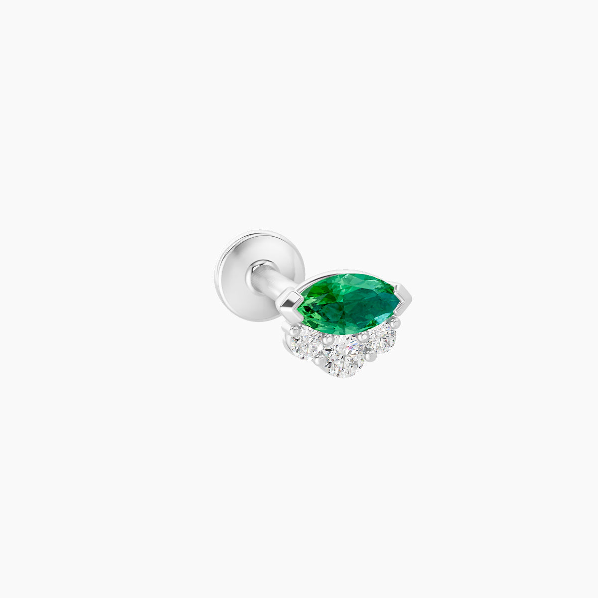 Danu | 18k White Gold 8 mm 5 mm Emerald & Diamond Piercing