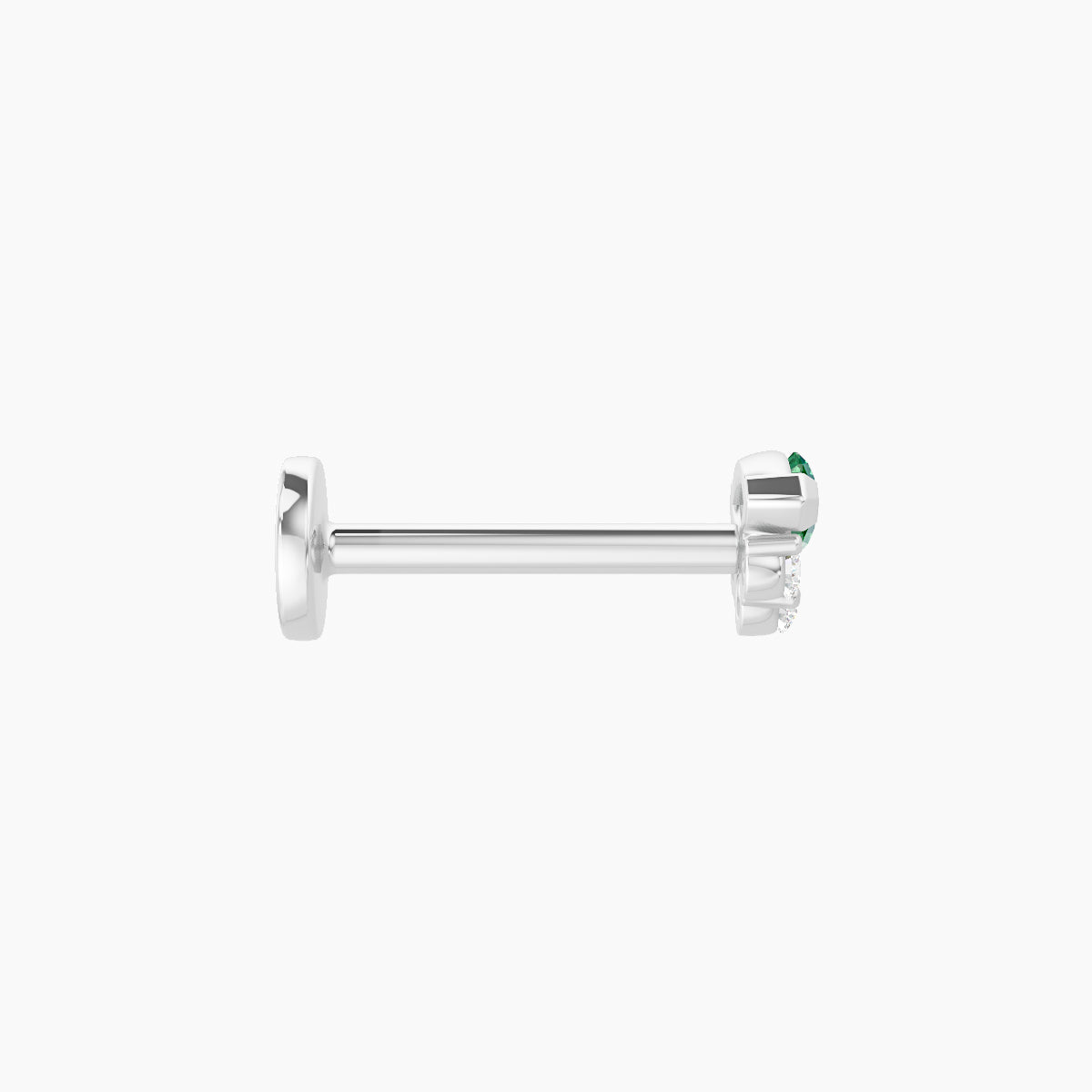 Danu | 18k White Gold 8 mm 5 mm Emerald & Diamond Piercing
