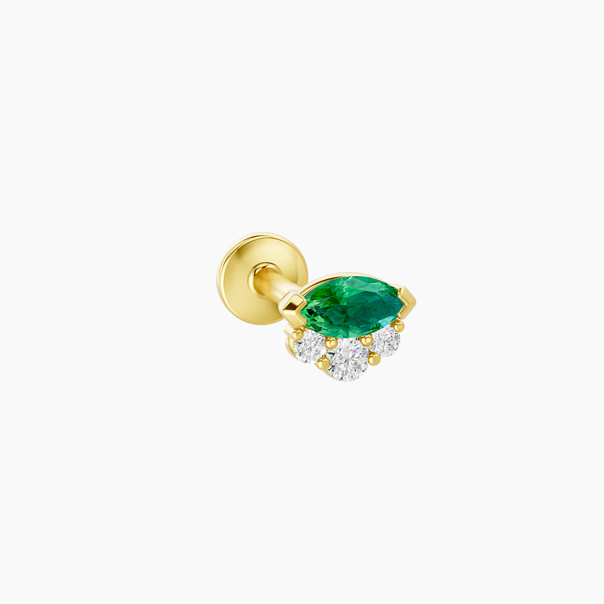 Danu | 18k Yellow Gold 8 mm 5 mm Emerald & Diamond Piercing