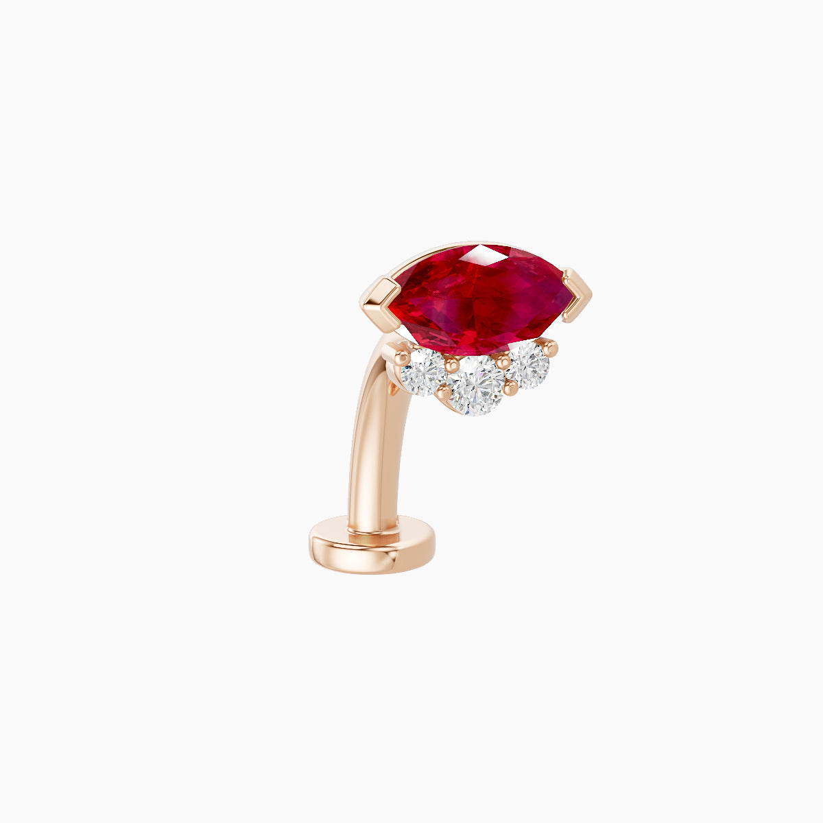 Danu | 18k Rose Gold 10 mm 7 mm Ruby & Diamond Floating Navel Piercing