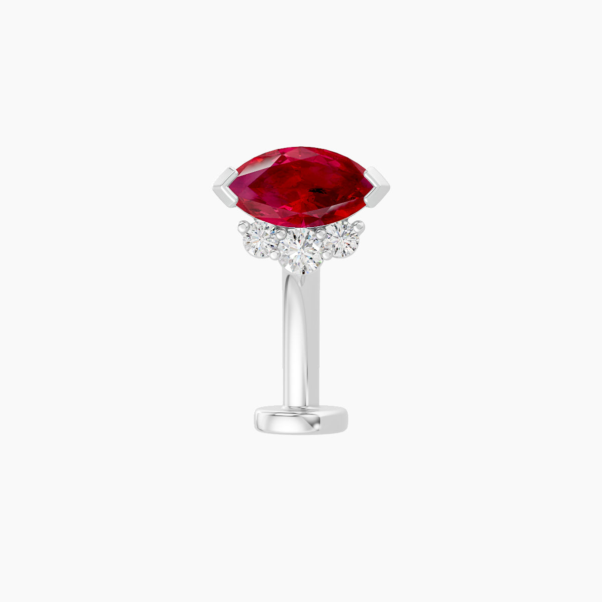 Danu | 18k White Gold 10 mm 7 mm Ruby & Diamond Floating Navel Piercing