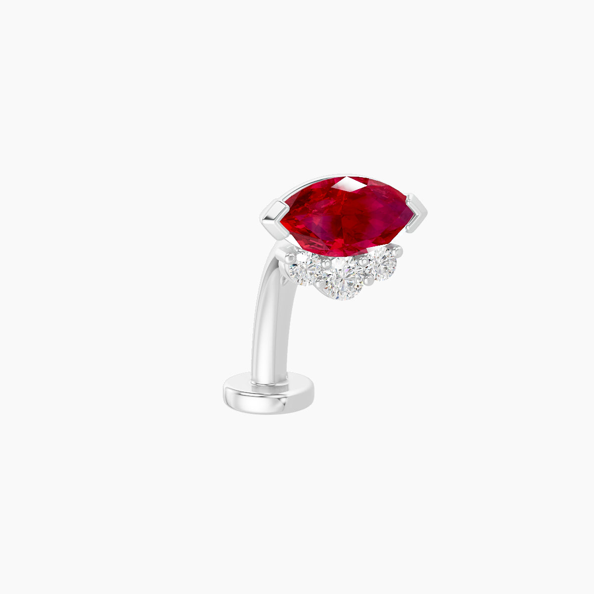 Danu | 18k White Gold 10 mm 7 mm Ruby & Diamond Floating Navel Piercing