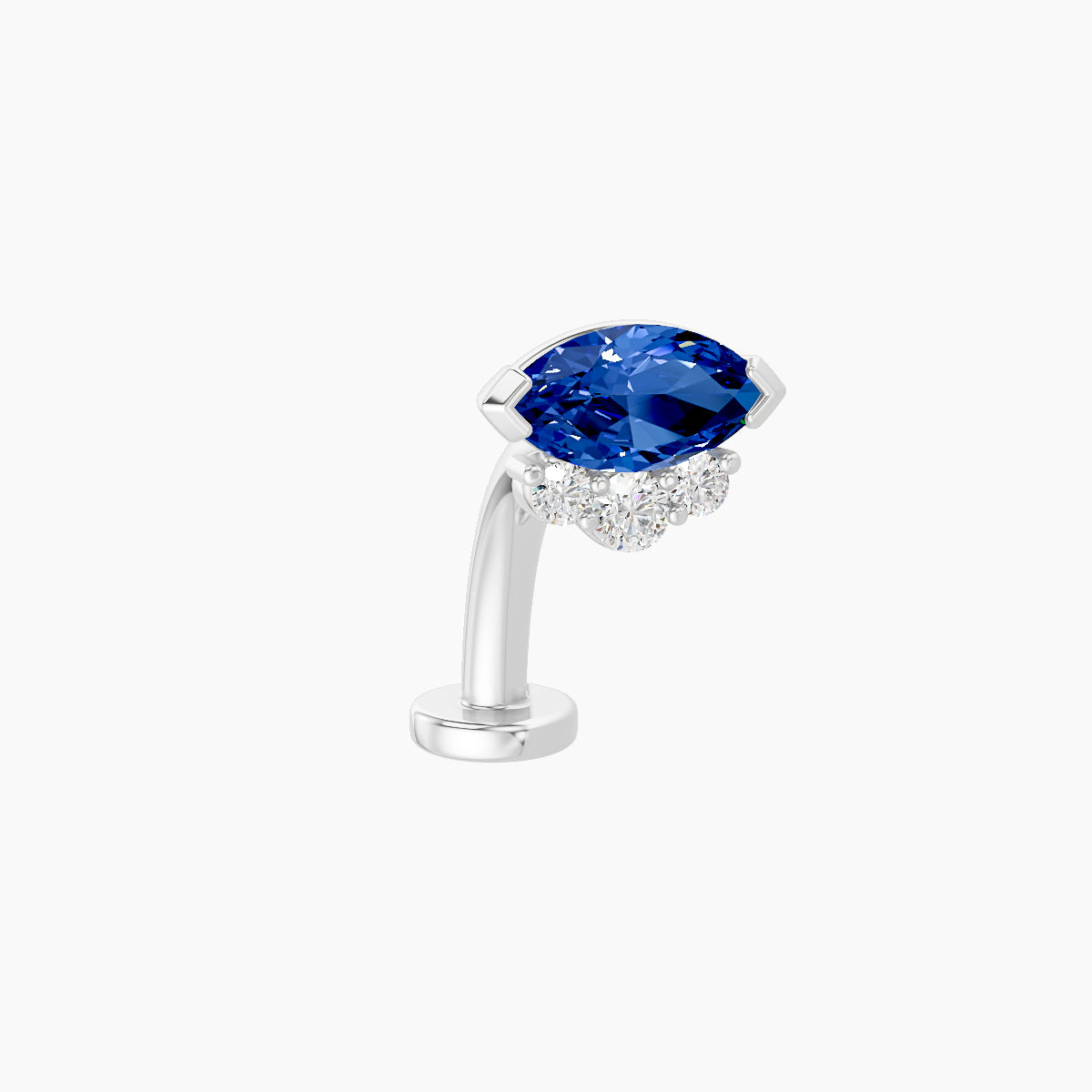 Danu | 18k White Gold 10 mm 7 mm Sapphire & Diamond Floating Navel Piercing