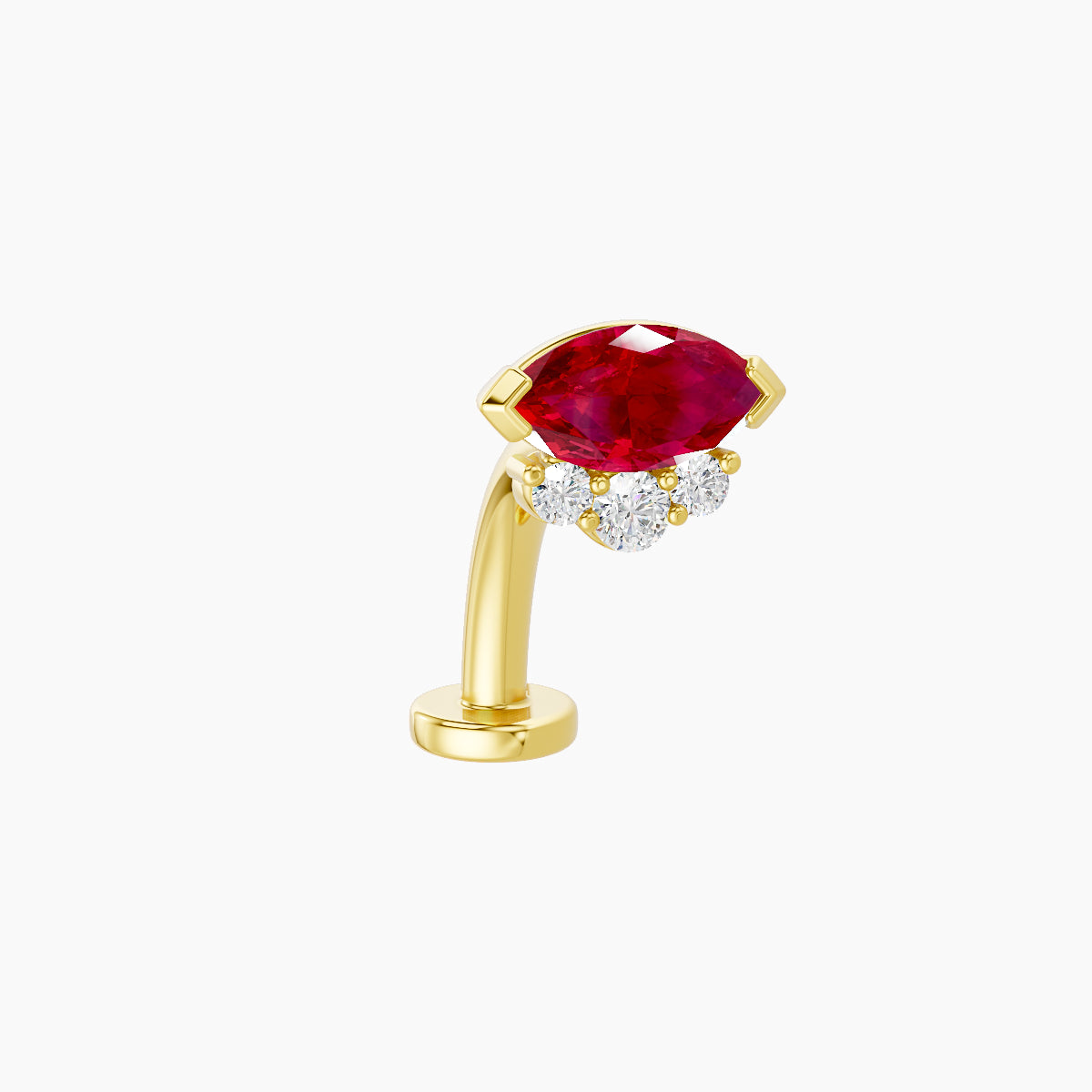 Danu | 18k Yellow Gold 10 mm 7 mm Ruby & Diamond Floating Navel Piercing
