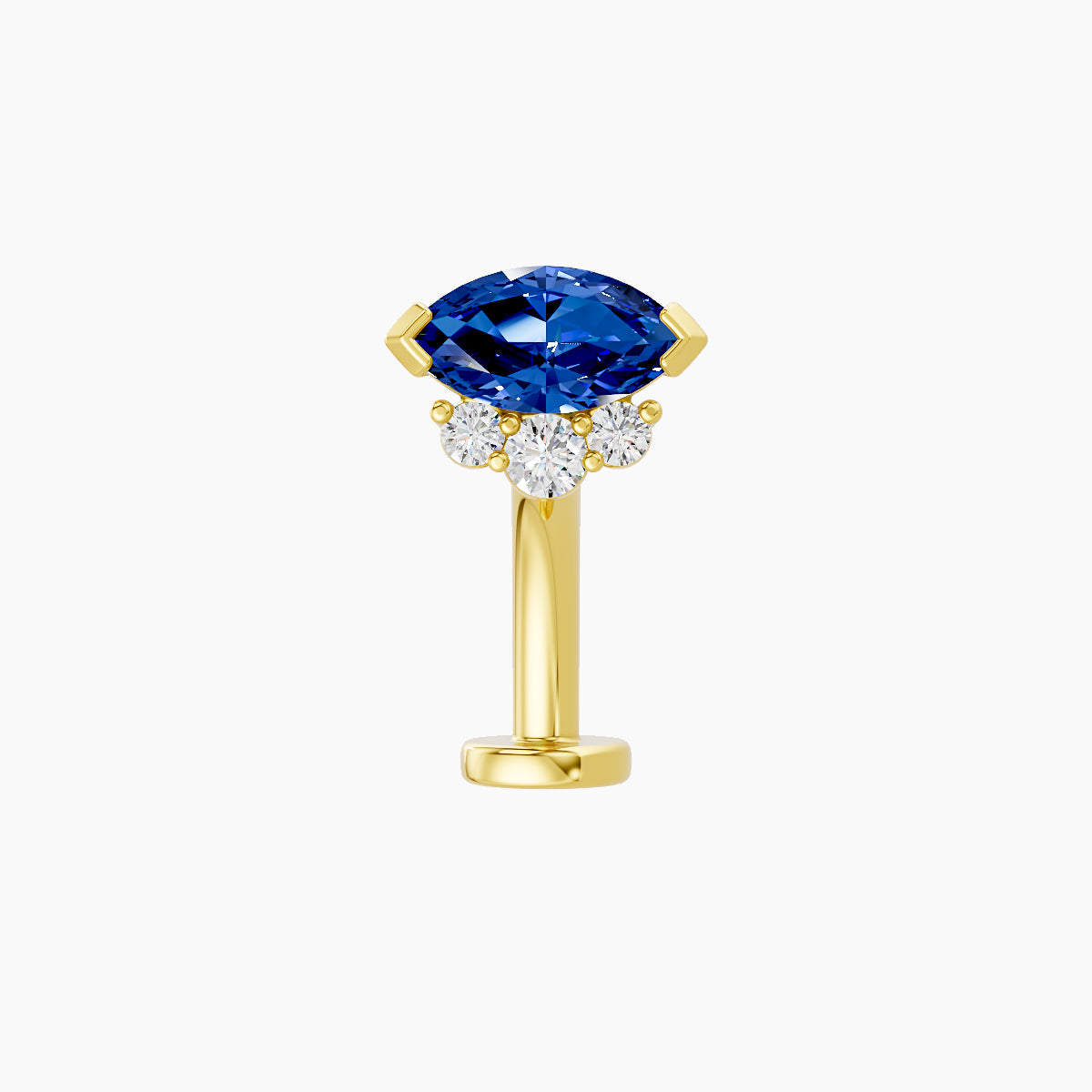 Danu | 18k Yellow Gold 10 mm 7 mm Sapphire & Diamond Floating Navel Piercing