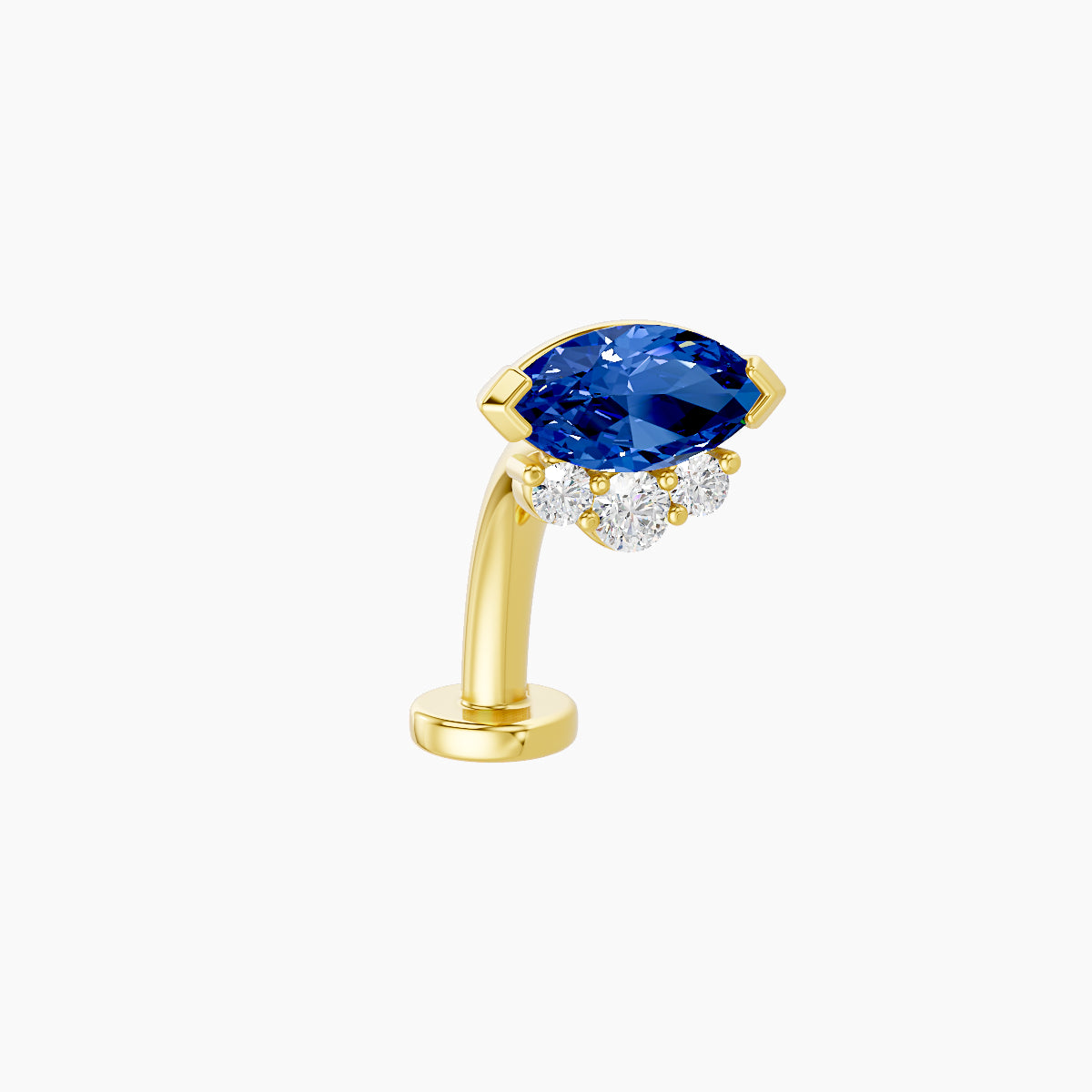 Danu | 18k Yellow Gold 10 mm 7 mm Sapphire & Diamond Floating Navel Piercing