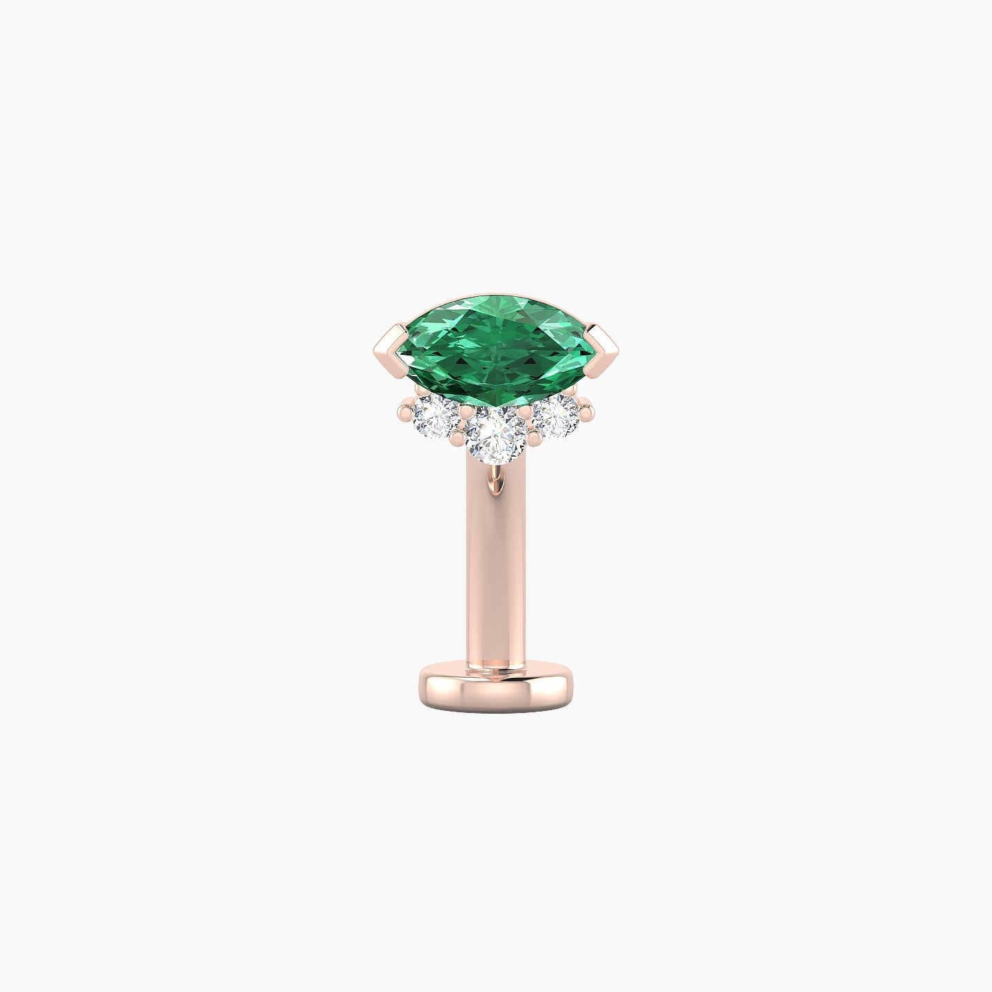 Danu | 18k Rose Gold 10 mm 7 mm Emerald & Diamond Floating Navel Piercing