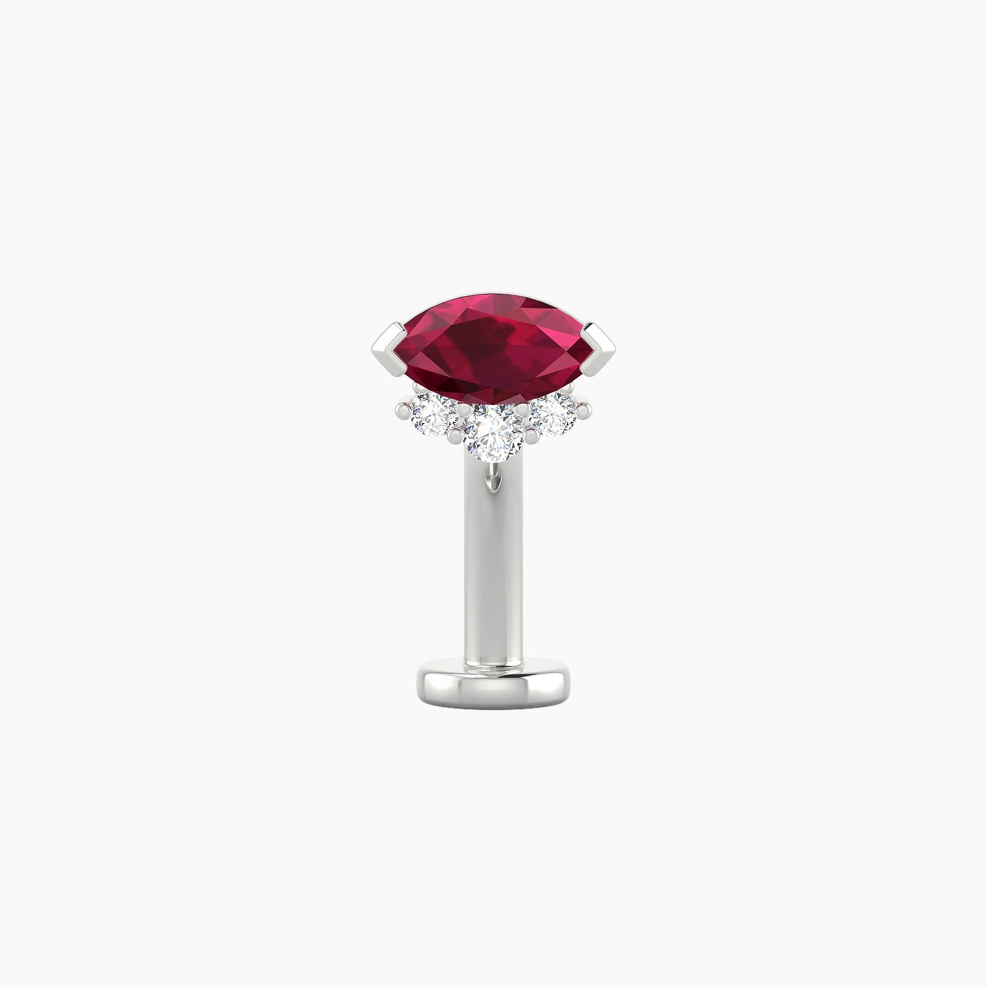 Danu | 18k White Gold 10 mm 7 mm Ruby & Diamond Floating Navel Piercing