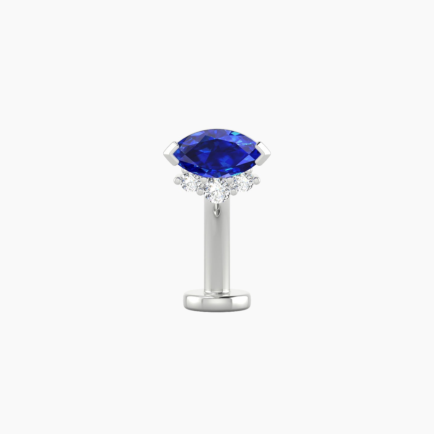 Danu | 18k White Gold 10 mm 7 mm Sapphire & Diamond Floating Navel Piercing